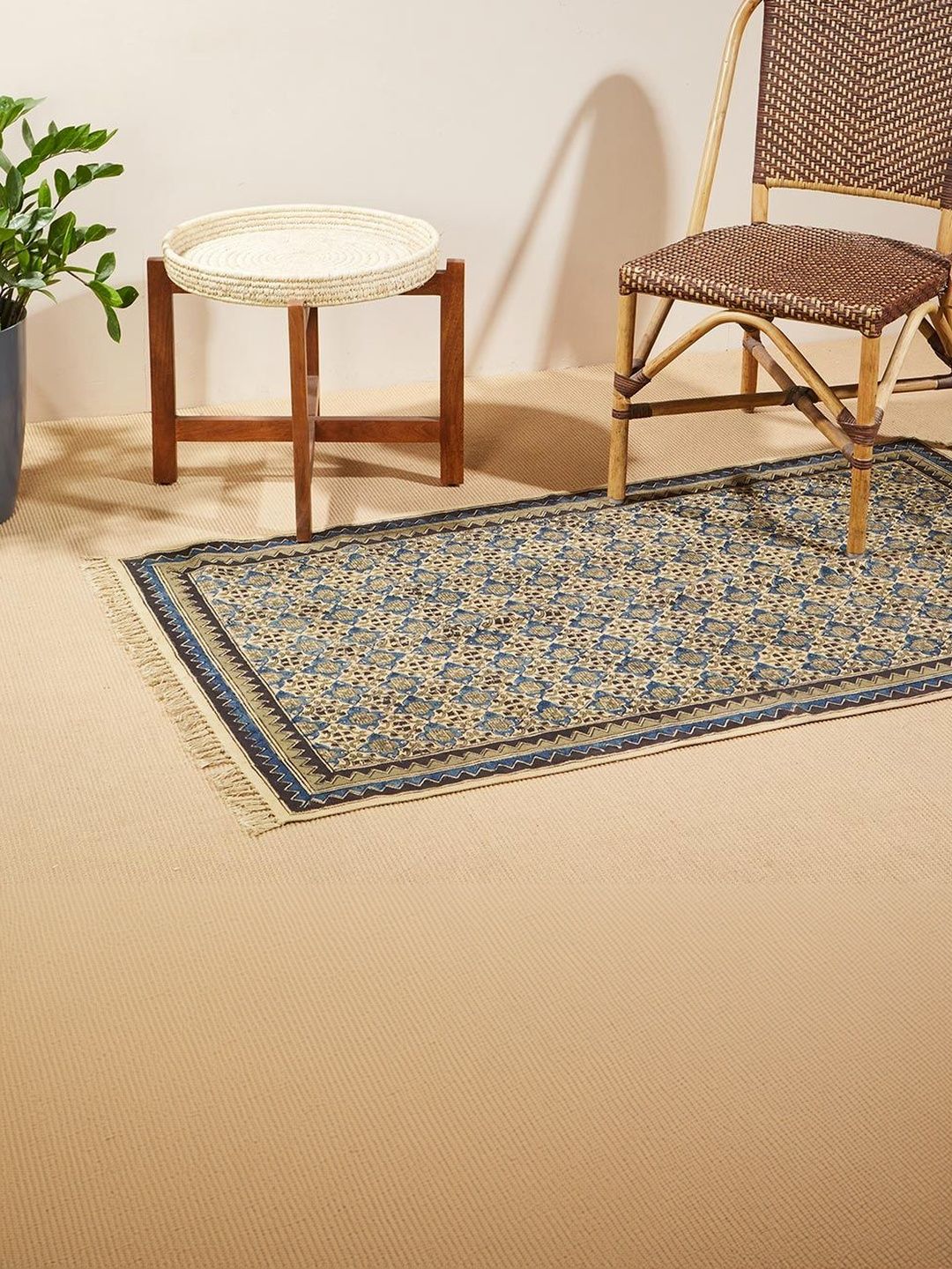 Fabindia Printed Cotton Blue Floor Mats & Dhurries-picture-21