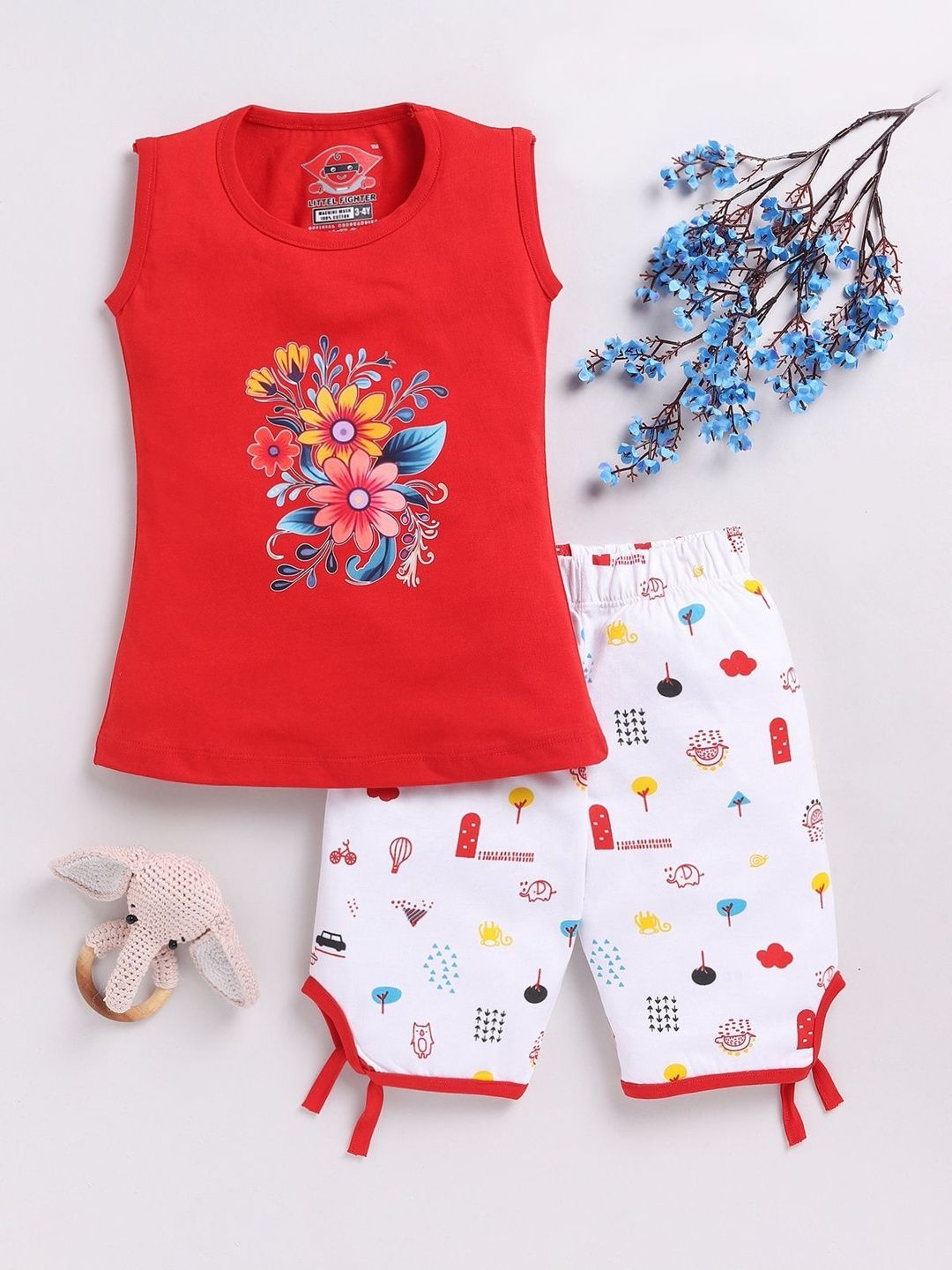 LITTLE FIGHTER Girls Printed Top with Shorts-picture-54