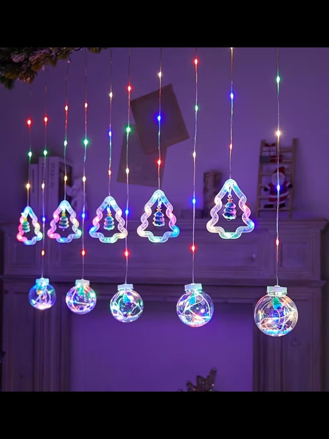 The Purple Tree 2.5 m Blue & Pink Tangle-Free 130 LEDs Christmas Shaped String Lights-picture-26