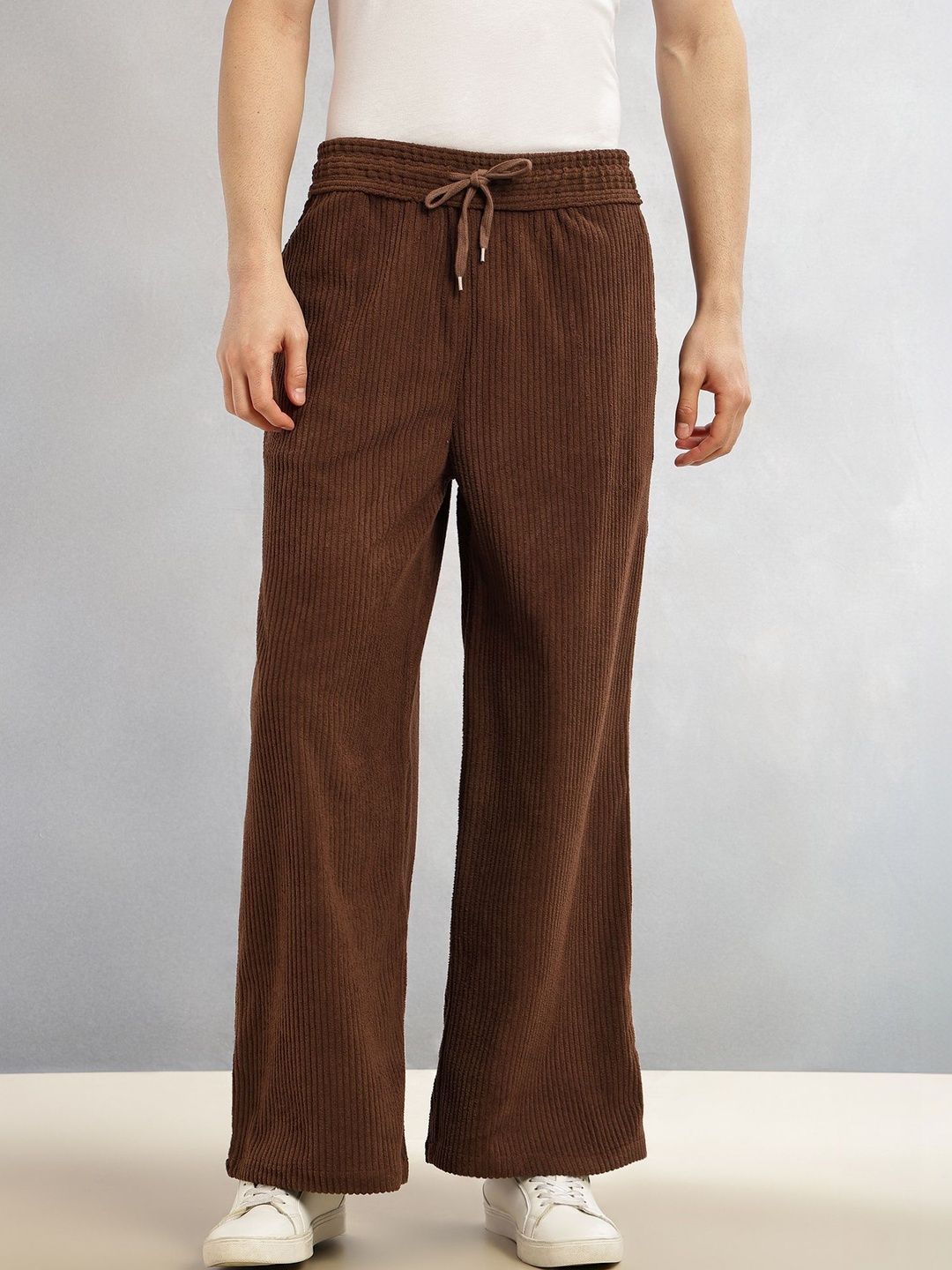 Thomas Scott Men Textured Regular Fit Corduroy Trousers-picture-28