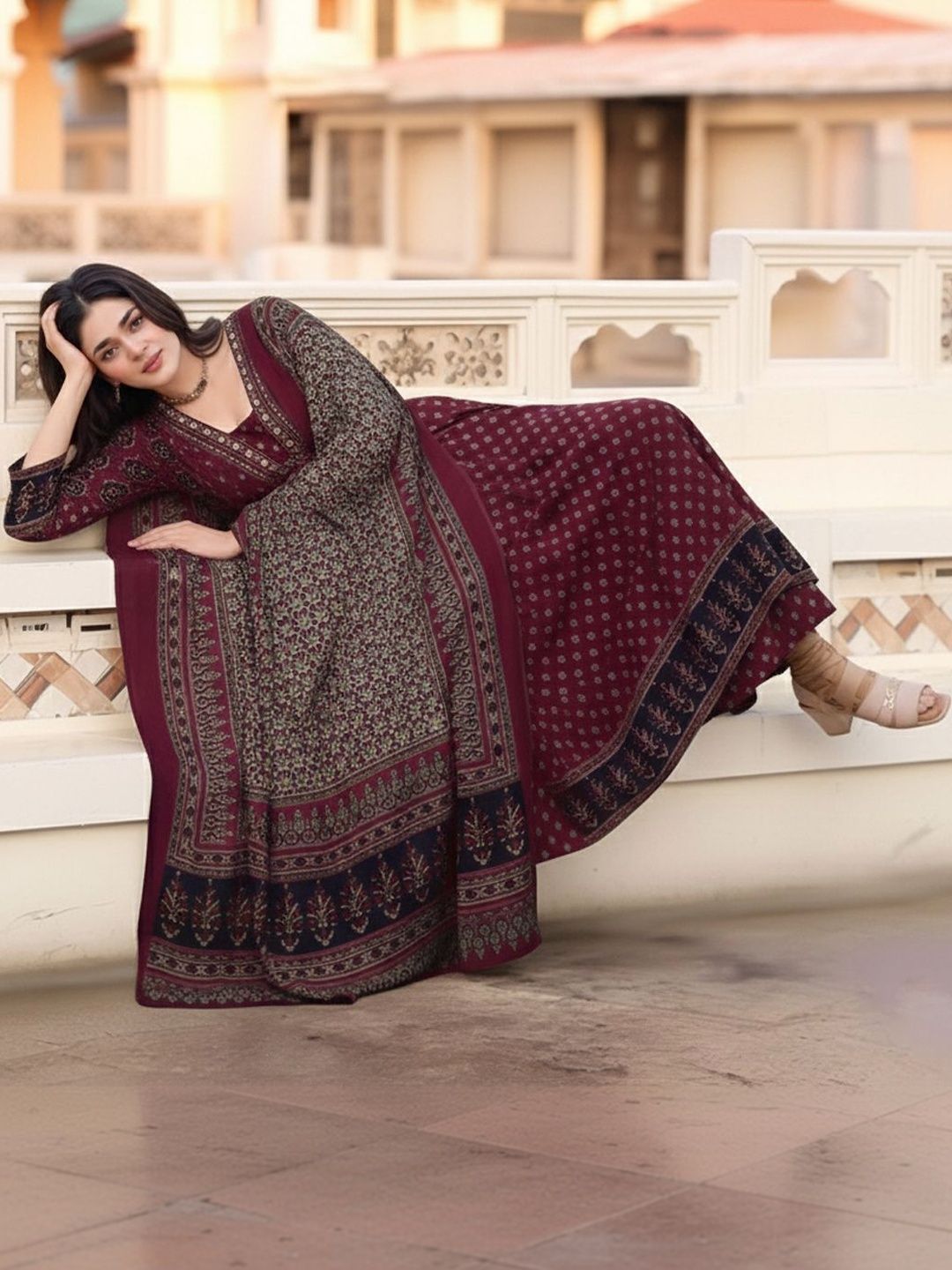 SZN Women Ethnic Motifs Printed Panelled Kurta with Palazzos & With Dupatta-picture-22