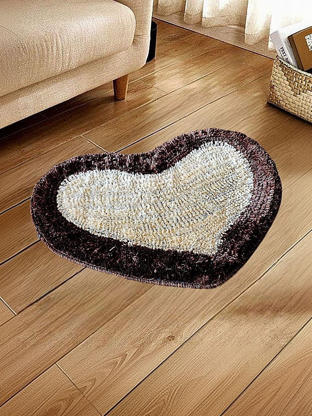 vstucart Brown & Cream-Colored Self-Designed Anti-Skid Doormat-picture-55