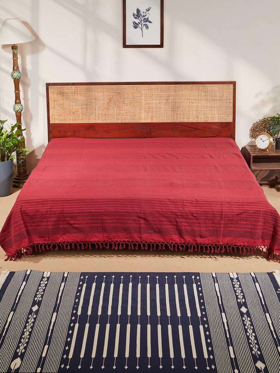Fabindia Red Striped Cotton Bed Cover-picture-56