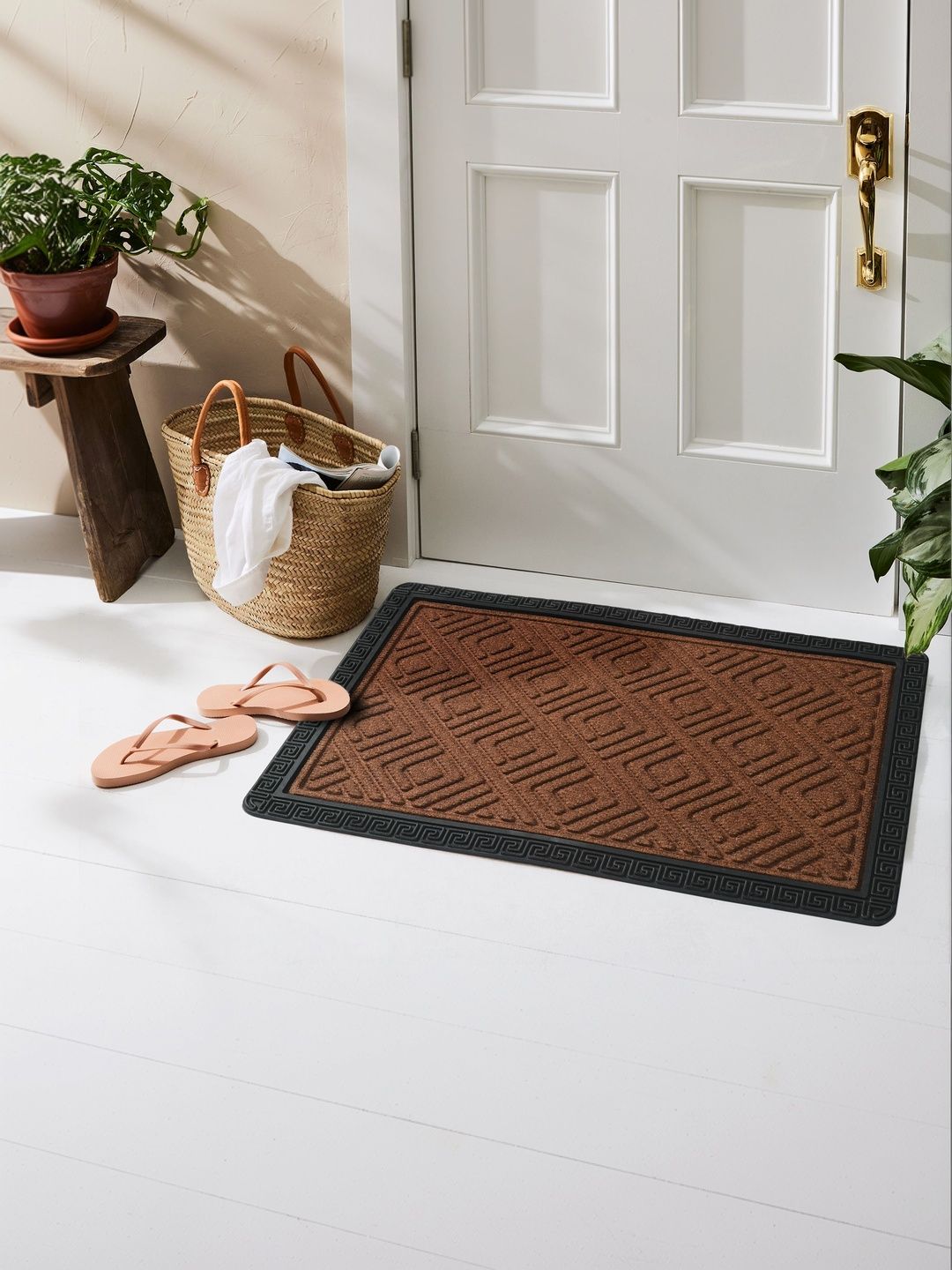 FINE TEX WORLD Brown & Black Textured Anti-Skid Doormat-picture-25