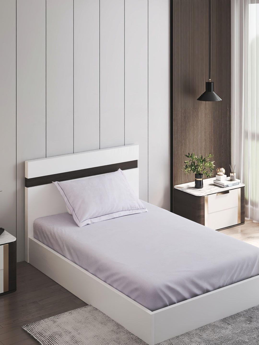 Home Centre Grey 330 TC Single Bedsheet with 1 Pillow Covers-picture-39