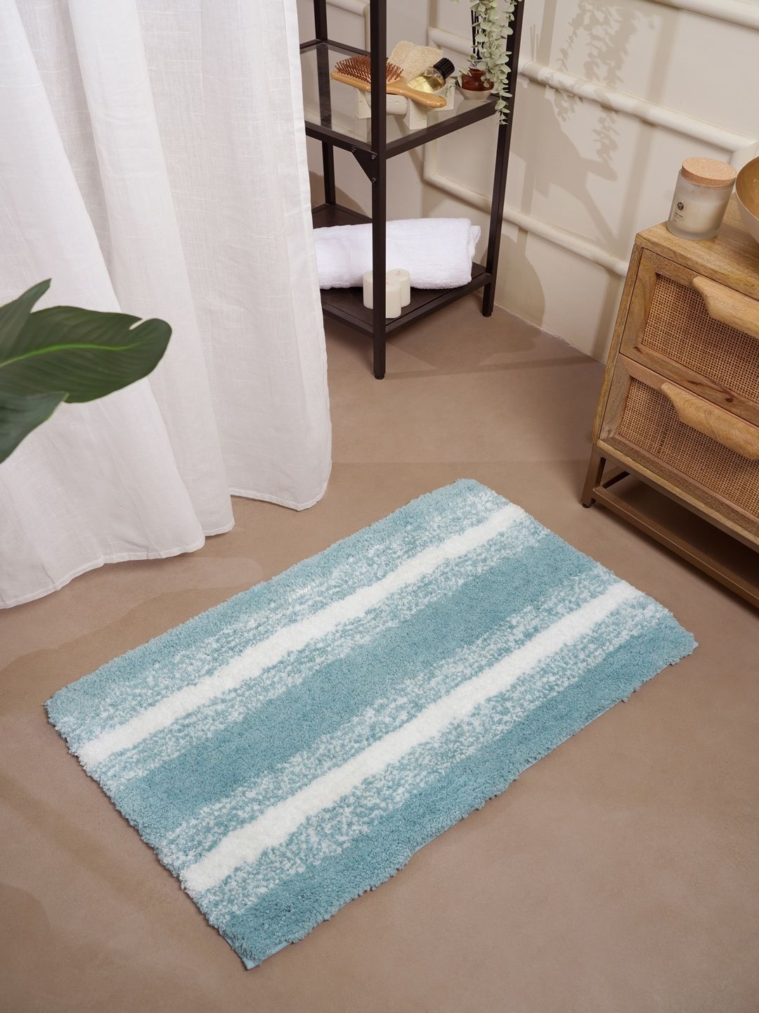 RALIA HOMES Striped Blue 2200 GSM Anti-Skid Floor Mats & Dhurries-image-43