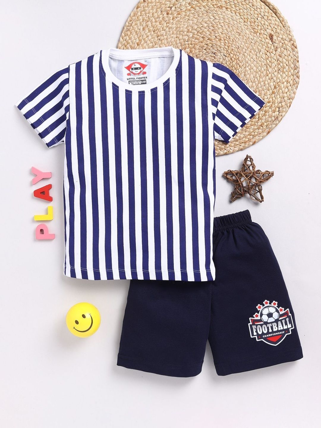 LITTLE FIGHTER Boys Striped T-shirt with Shorts-picture-34