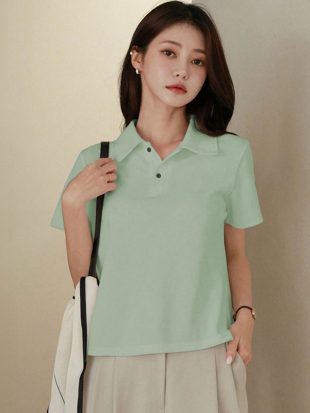 BAESD Women Polo Collar T-shirt-picture-41