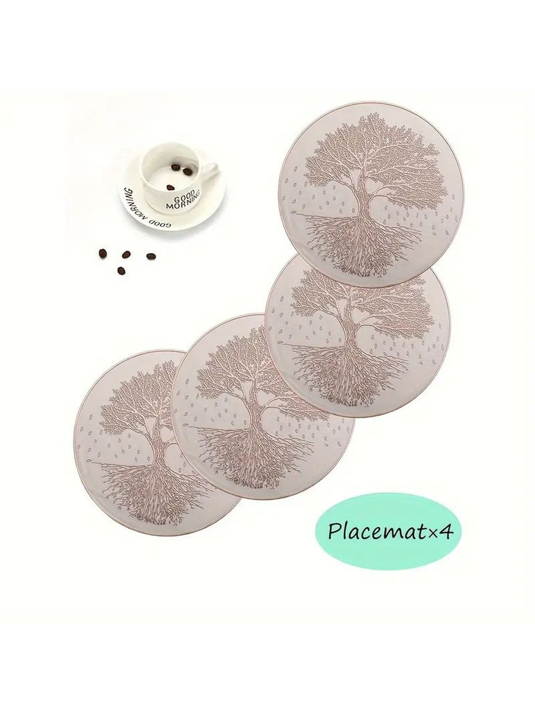 DPA Collection 4Pcs Brown & White Textured Waterproof Table Placemats-picture-41