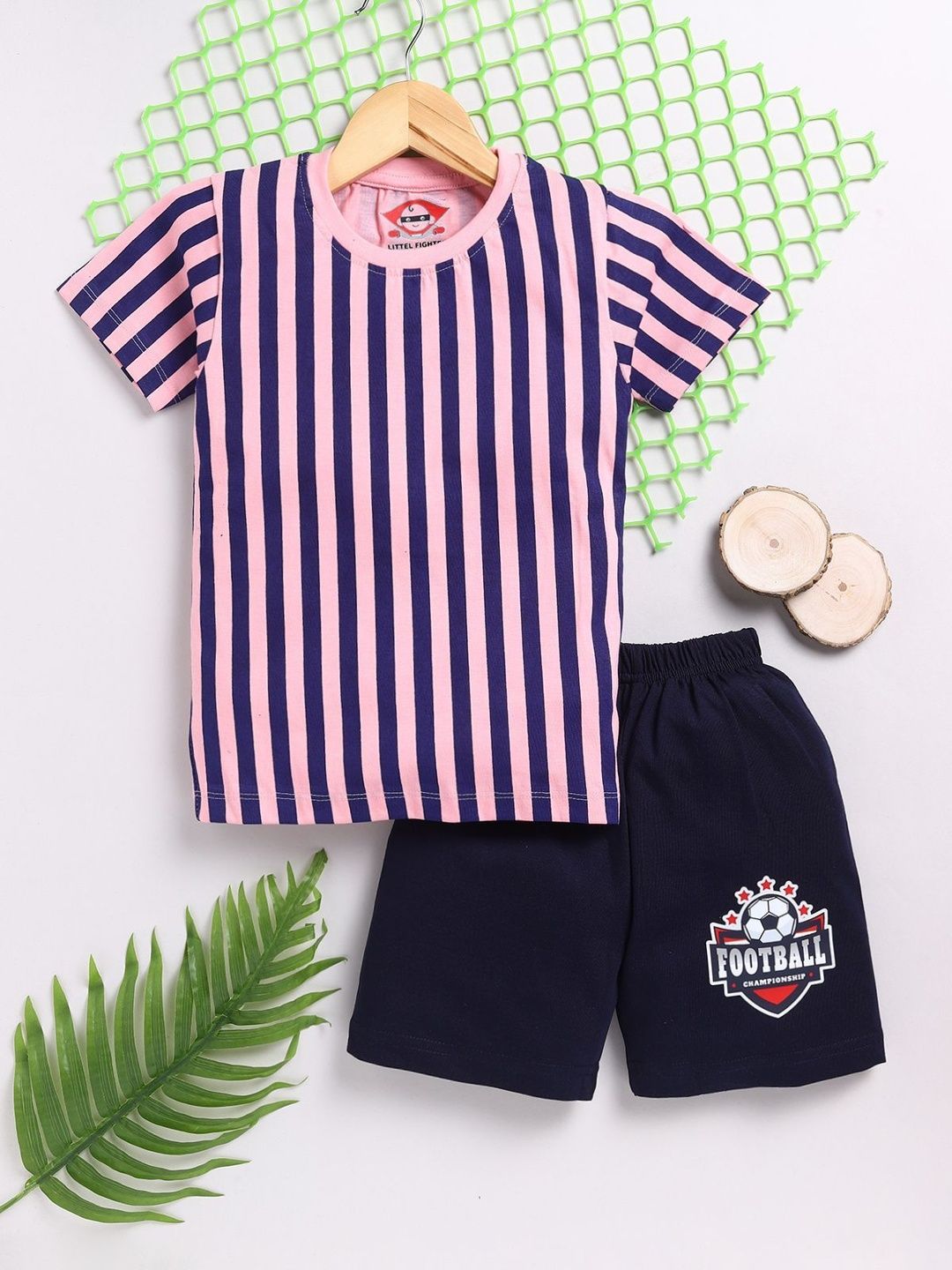 LITTLE FIGHTER Boys Striped T-shirt with Shorts-picture-11