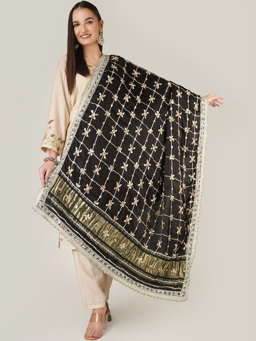 A R SILK DUPATTA HUB Ethnic Motifs Embroidered Dupatta with Gotta Patti-picture-43