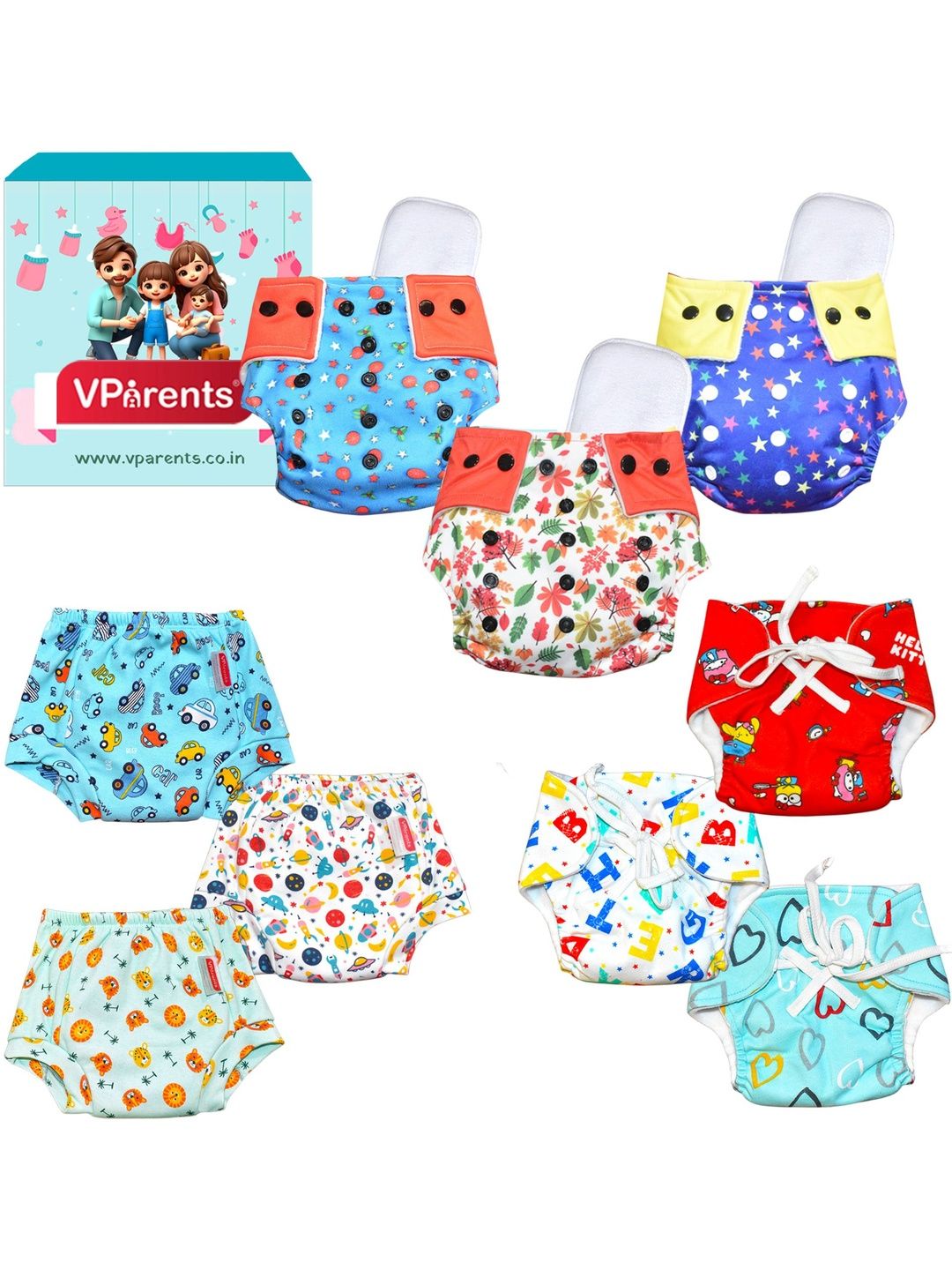 VParents 9 in 1 Combo Of Padded Underwear Nappies & Cloth Diaper-image-4