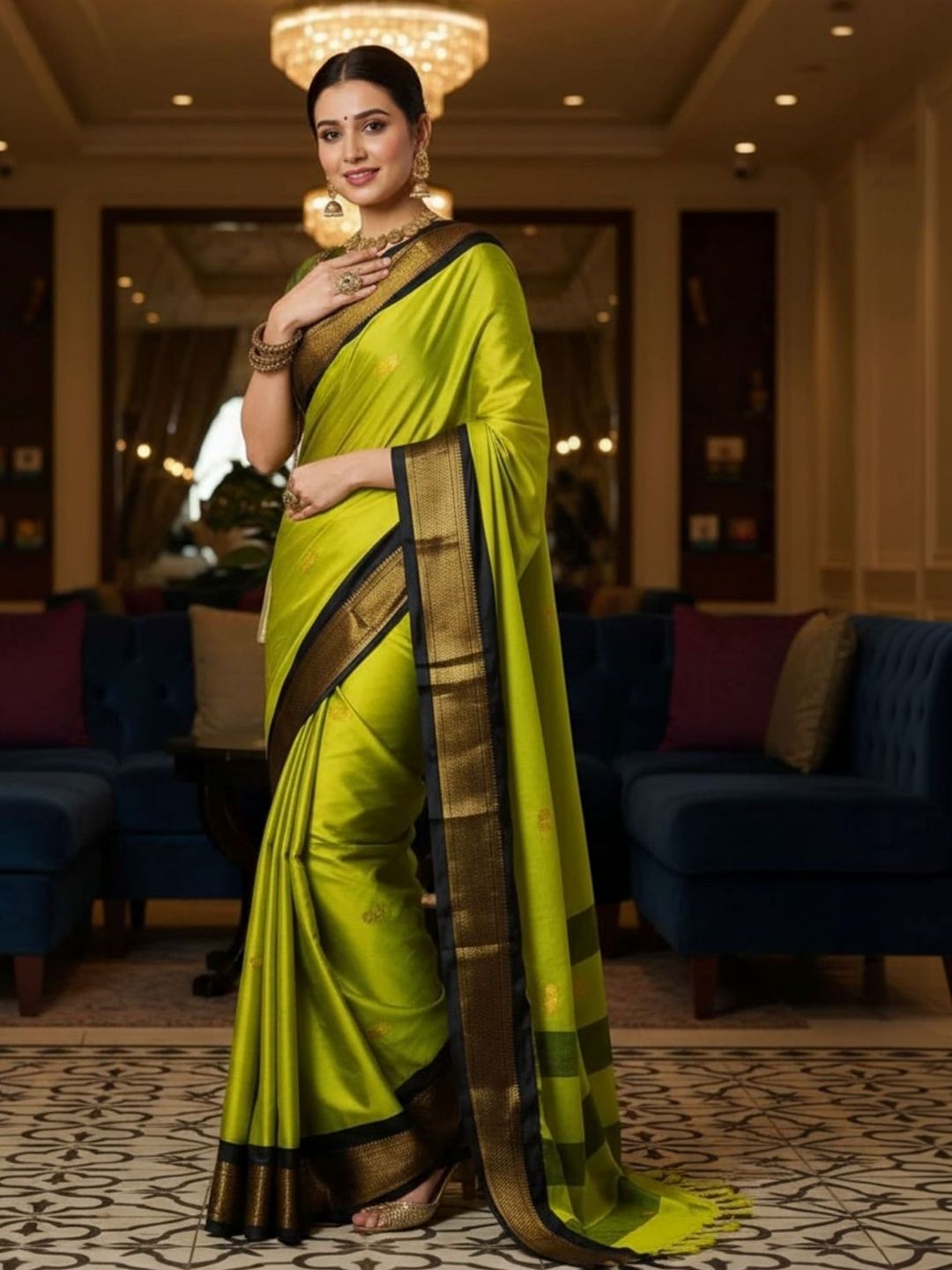 all about you Woven Design Zari Art Silk Kanjeevaram Saree-picture-28