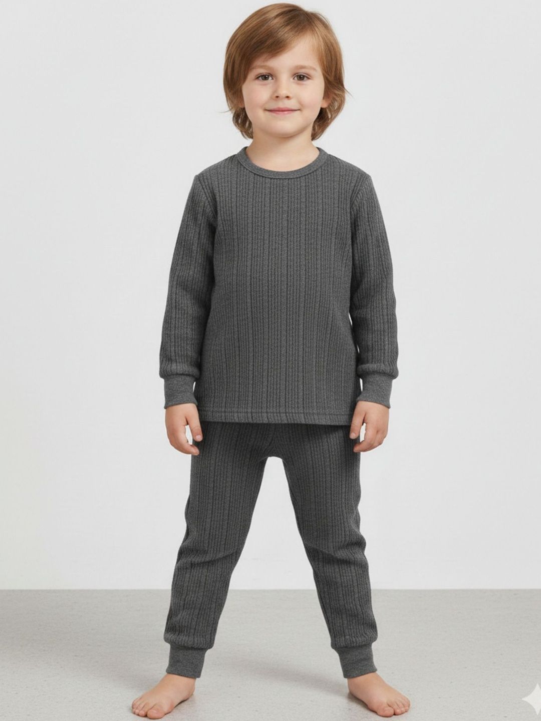 DESNUDA Kids Ribbed Cotton Round Neck Thermal Set-picture-14