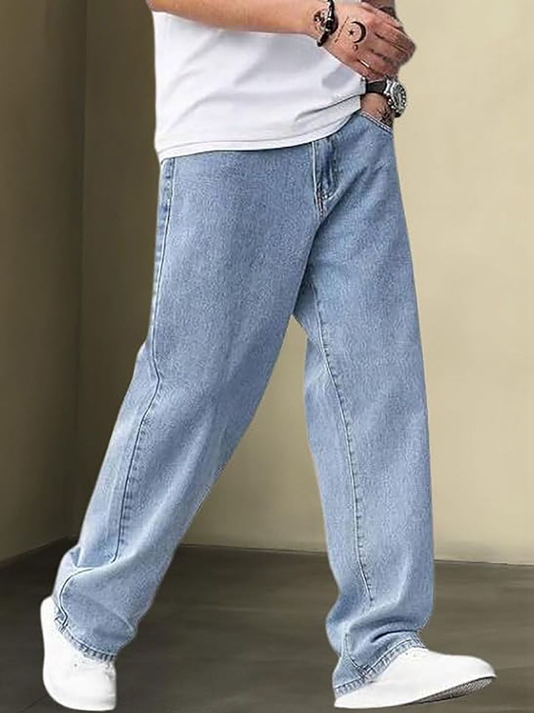 UNITED DENIM Men Loose Mid-Rise Light Fade Stretchable Jeans-picture-29