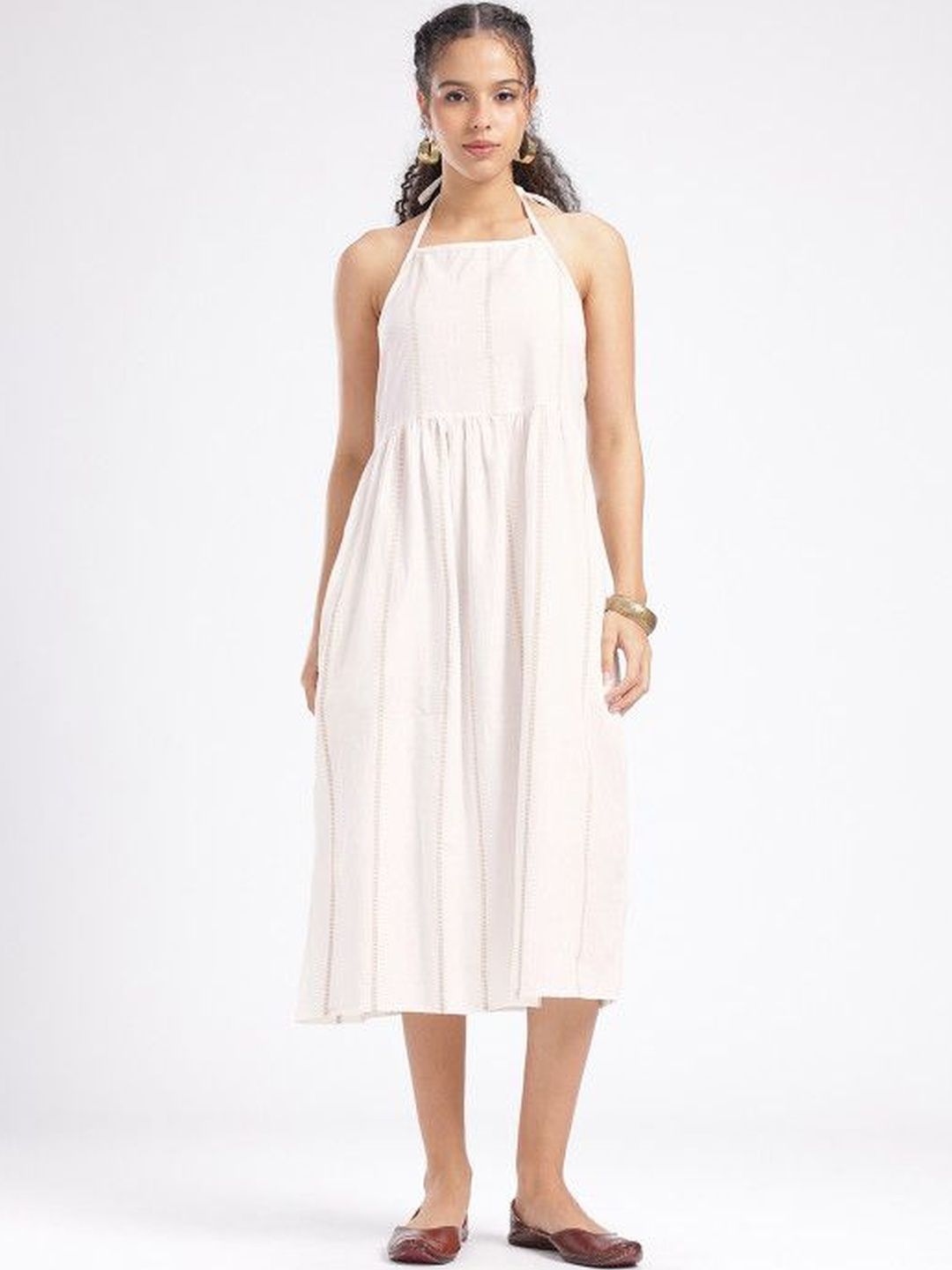 Anouk Rustic Woven Design Halter Neck Pure Cotton Kurti-picture-32