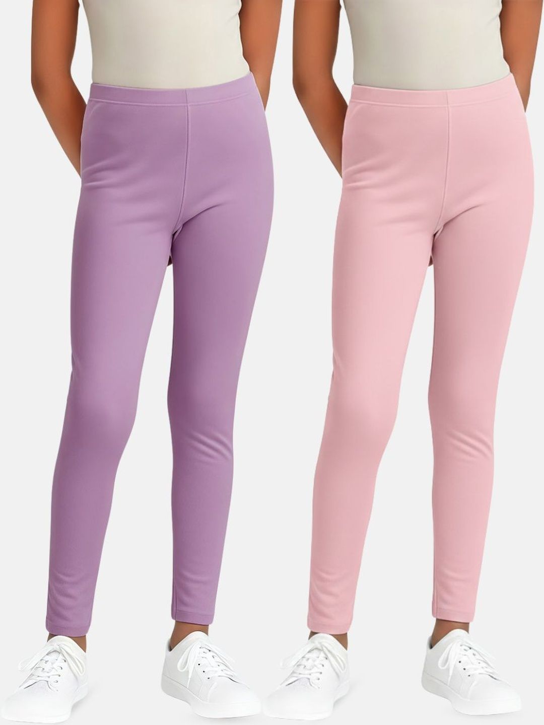 mackly Girls Pack Of 2 Cotton Ankle Length Leggings-picture-23