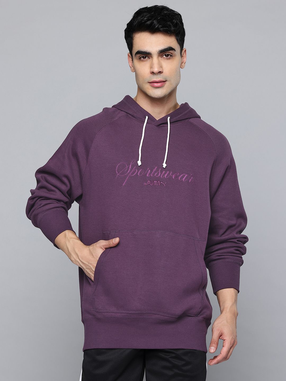 Puma CLASSICS+ Pure Cotton Relaxed Fit Raglan Sleeves Hooded Sweatshirt-picture-11