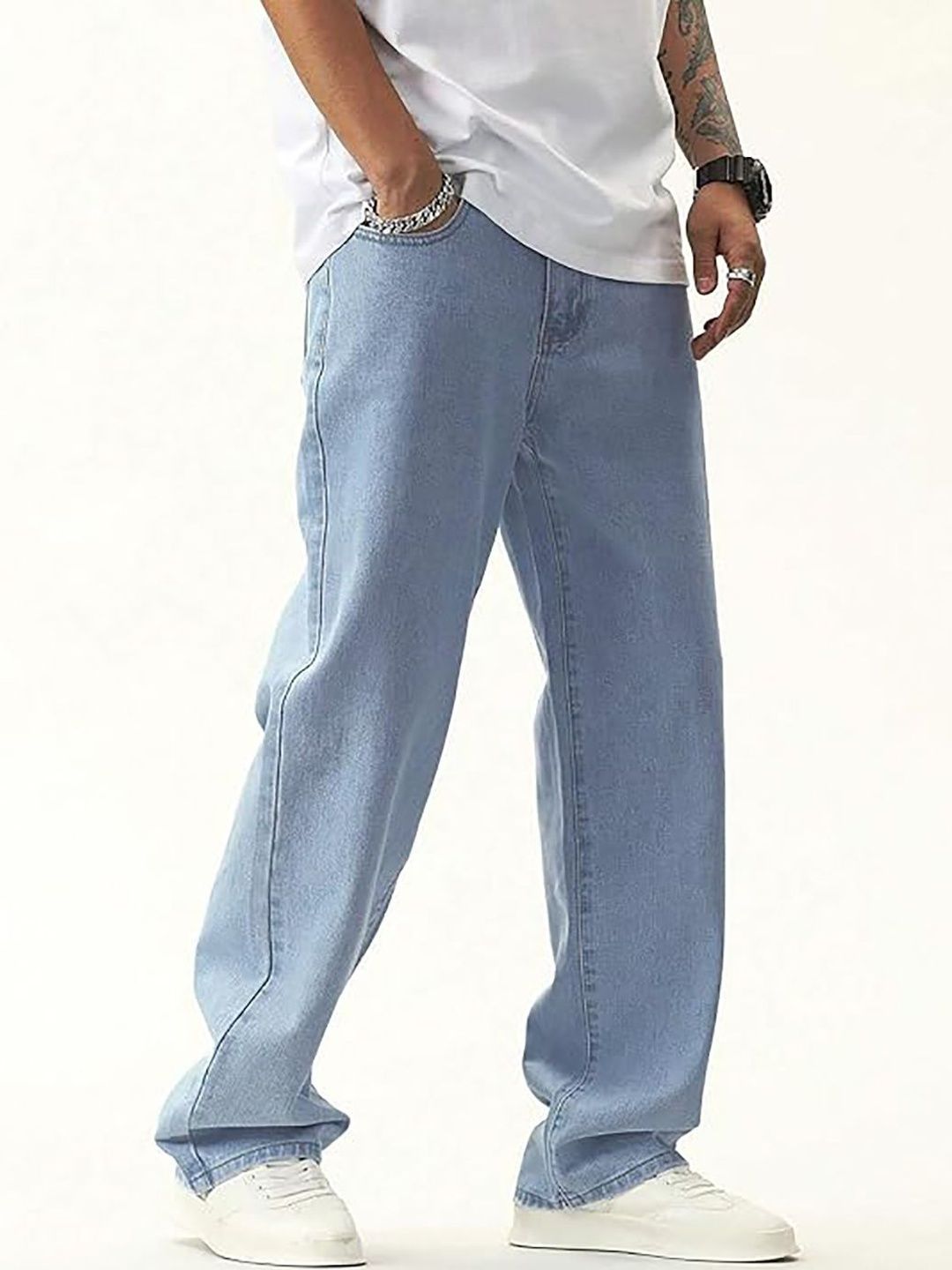 UNITED DENIM Men Loose Mid-Rise Light Fade Stretchable Jeans-picture-11