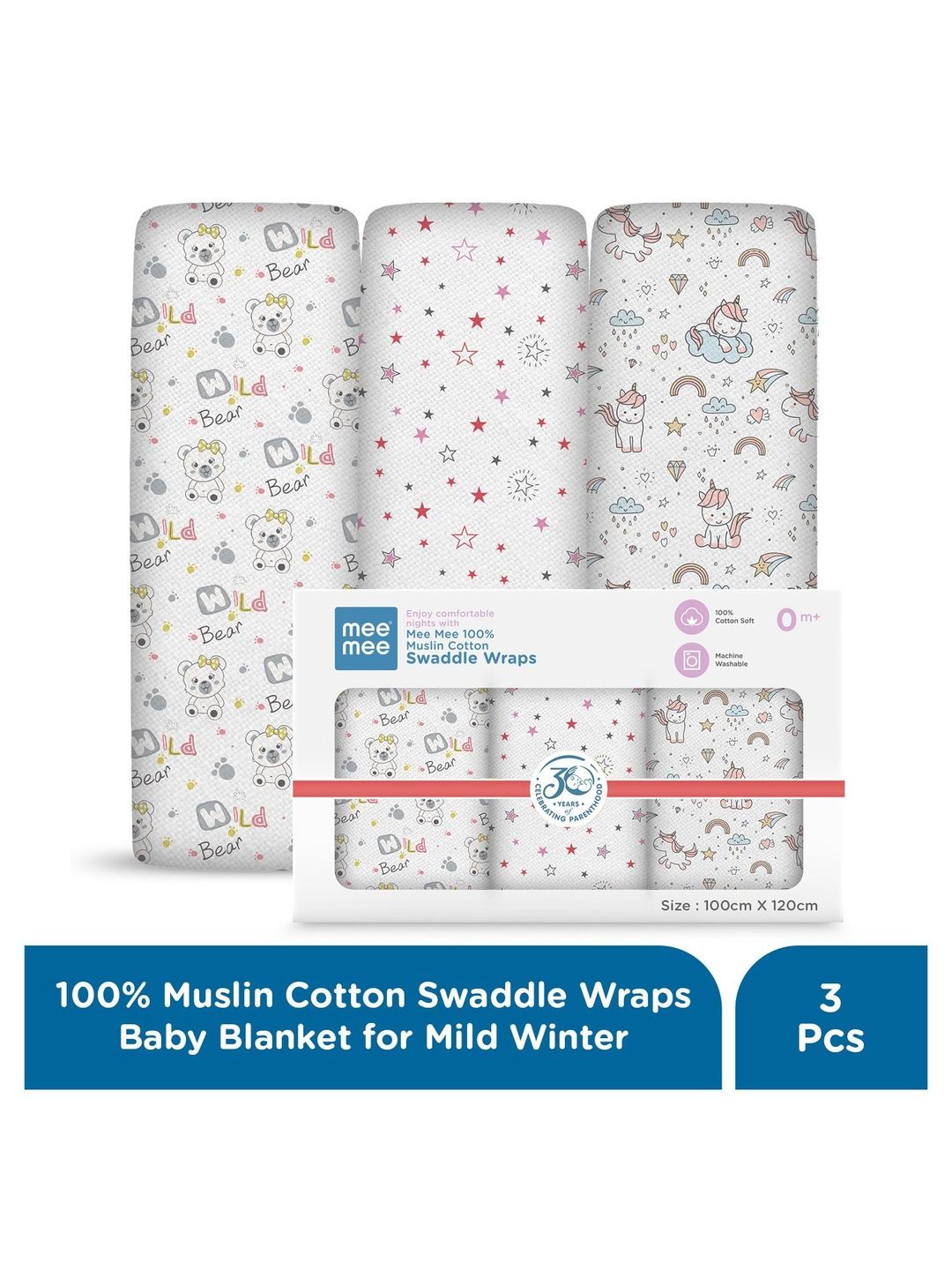 MeeMee Set Of 3 Printed Baby Swaddle-picture-57