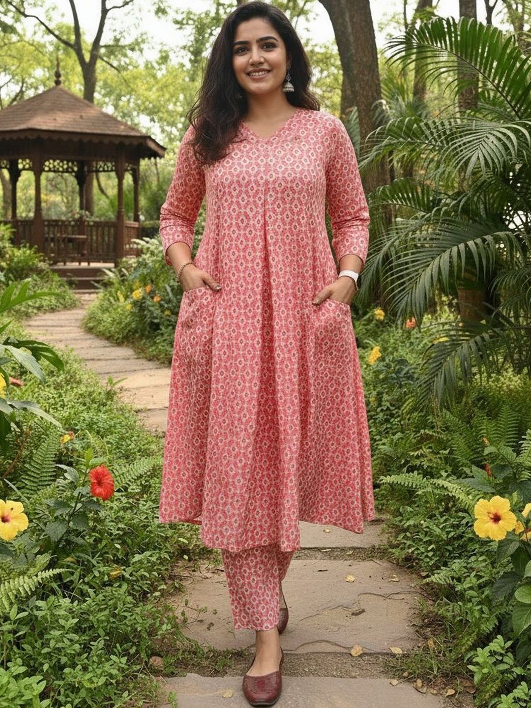 Gopi Prem Women Printed Regular Pure Cotton Kurta with Trousers-picture-27