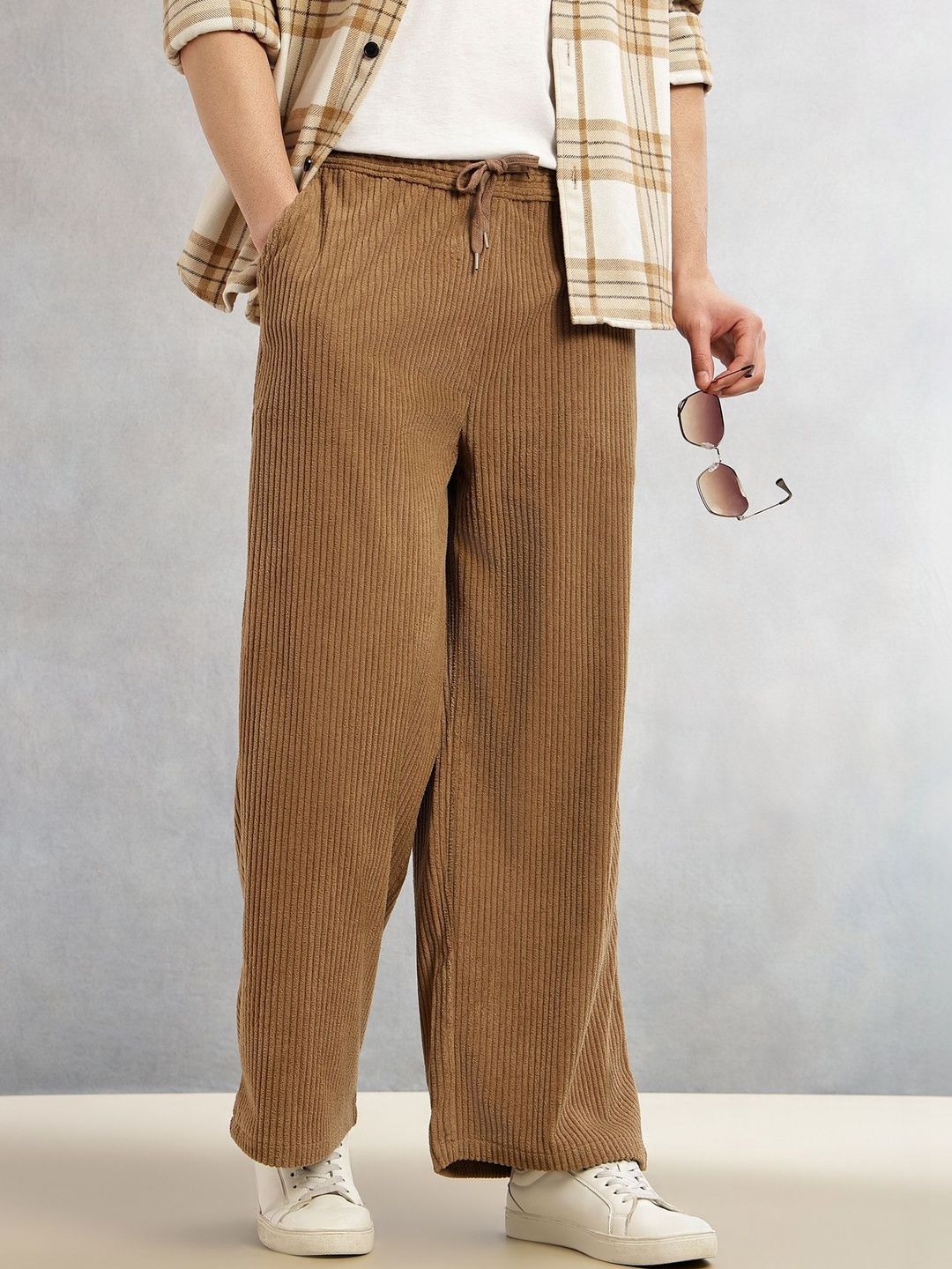 Thomas Scott Men Textured Regular Fit Corduroy Trousers-picture-29