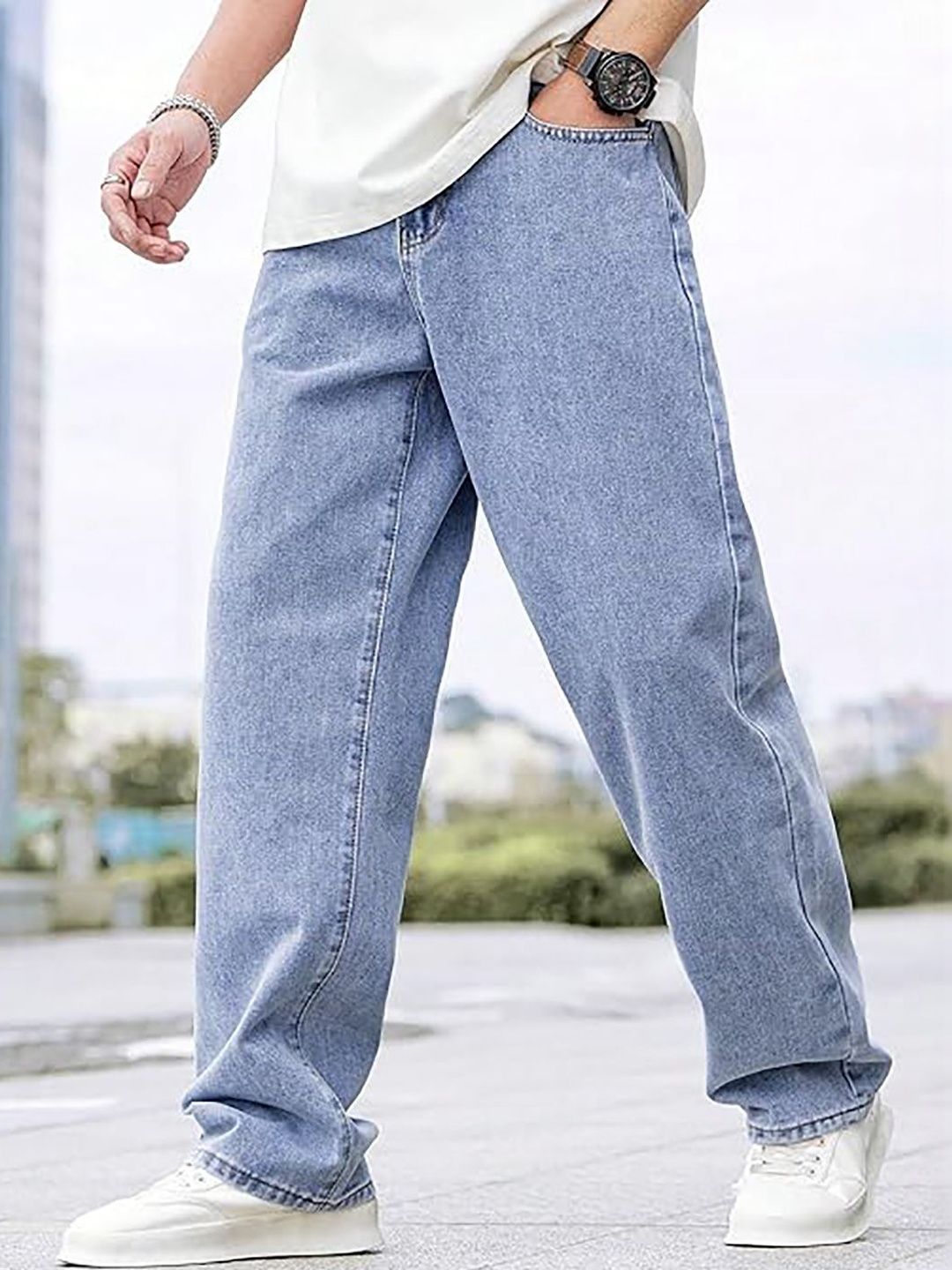 UNITED DENIM Men Loose Mid-Rise Light Fade Stretchable Jeans-picture-46