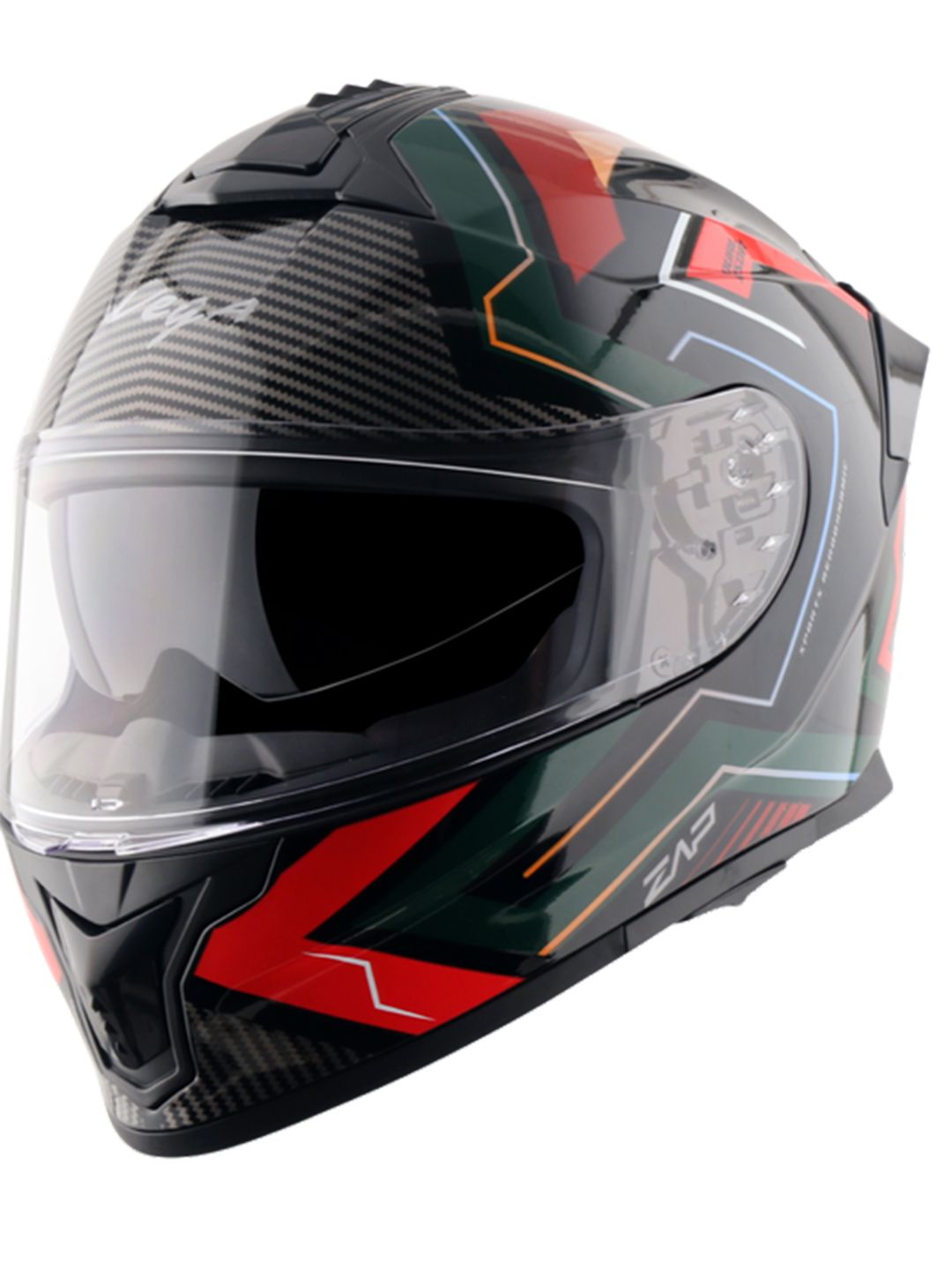 Vega Zap Explore D/V ISI and DOT Certified Full Face Helmet-Black Red-L-image-11