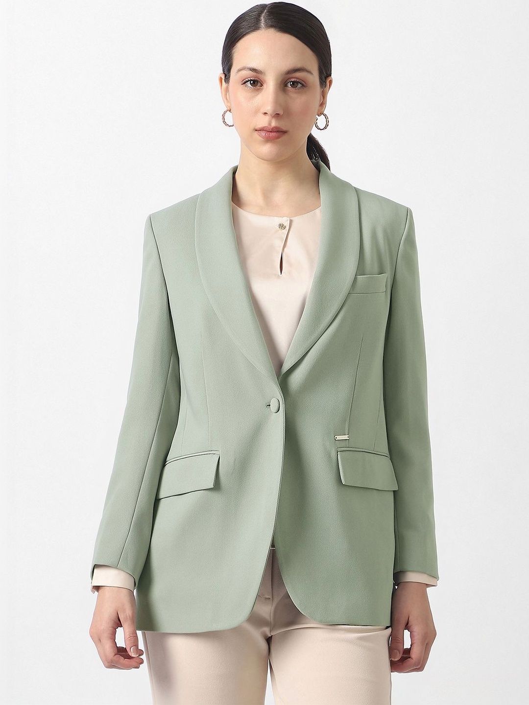 Van Heusen Woman Textured Notched Lapel Single-Breasted Formal Blazers-picture-38
