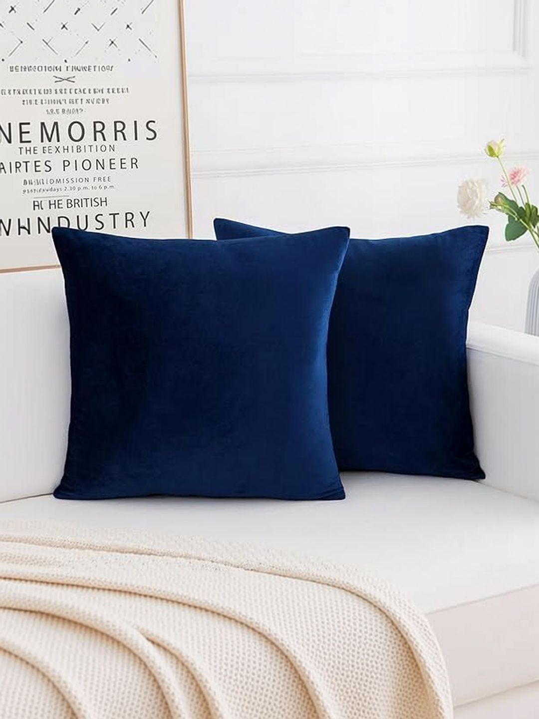 KNOTTING HOME Blue Set of 5 Velvet Square Cushion Covers-picture-36