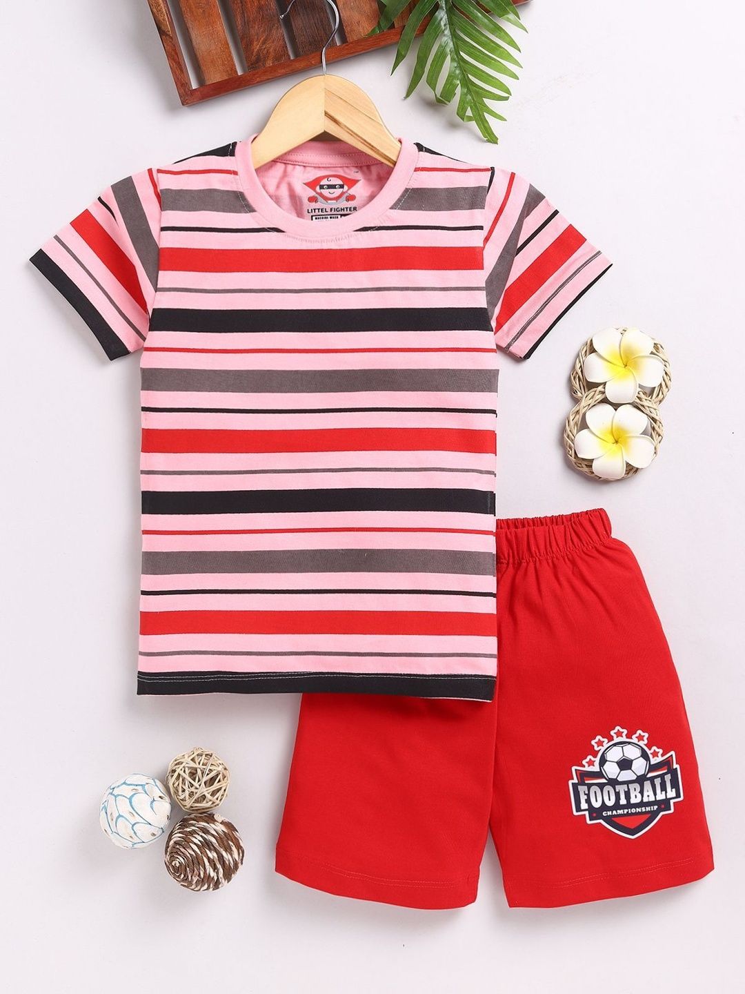 LITTLE FIGHTER Boys Striped T-shirt with Shorts-picture-15