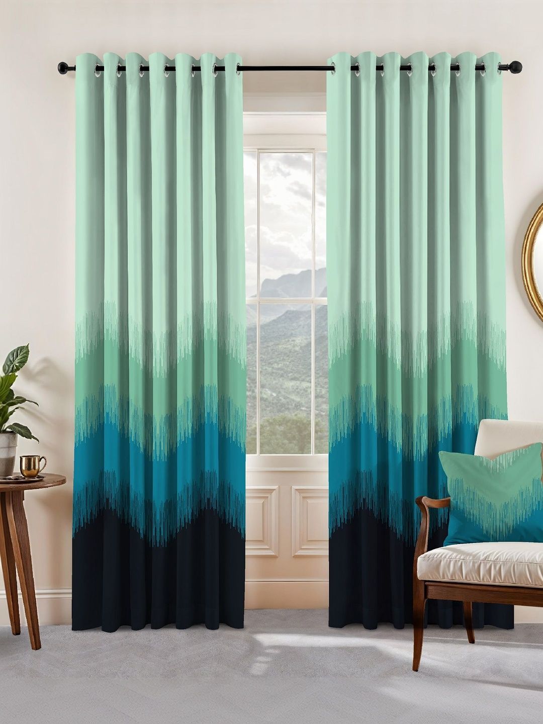 Myntra Elegant Homes Teal Set of 2 Black Out Door Curtain-image-25