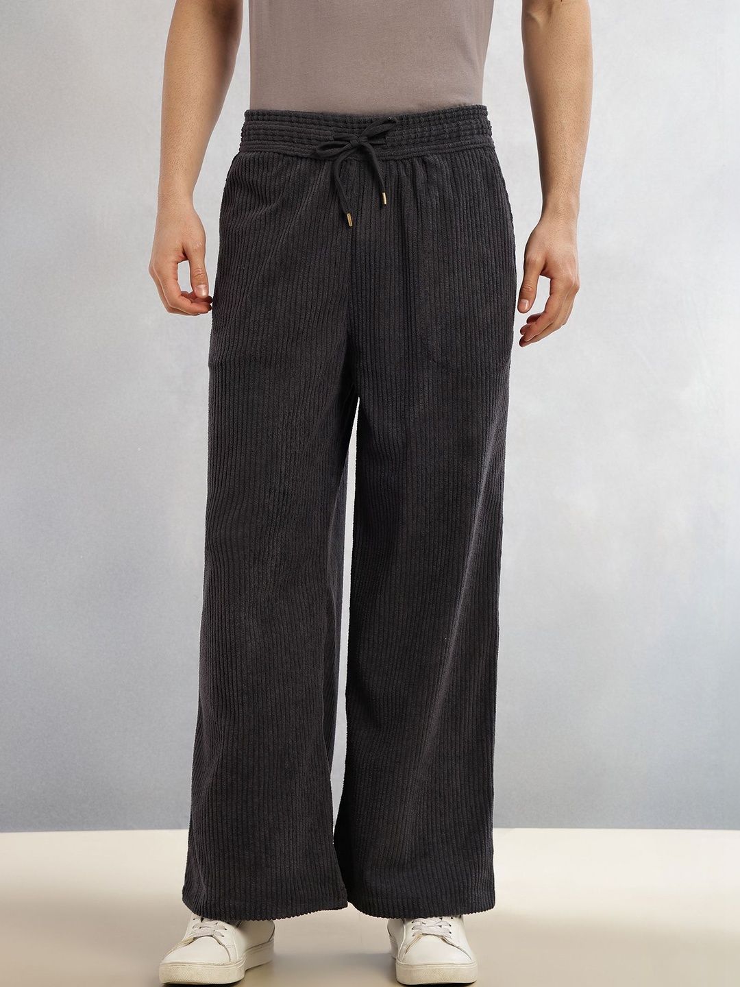 Thomas Scott Men Textured Regular Fit Corduroy Trousers-picture-27