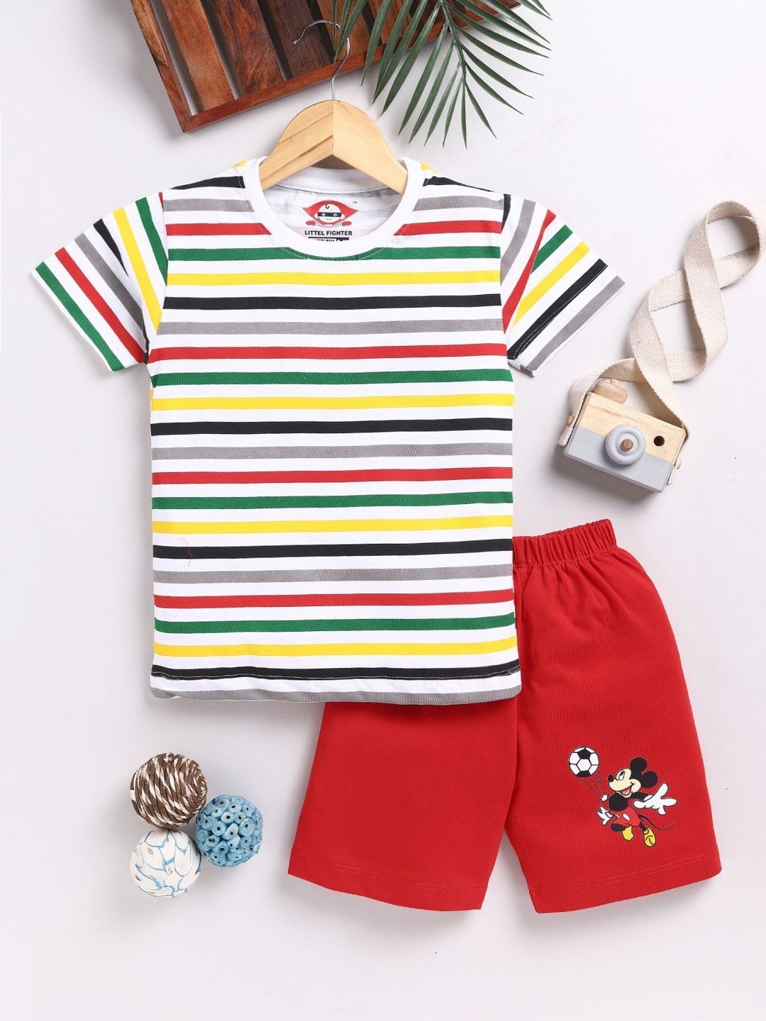 LITTLE FIGHTER Boys Striped T-shirt with Shorts-picture-45