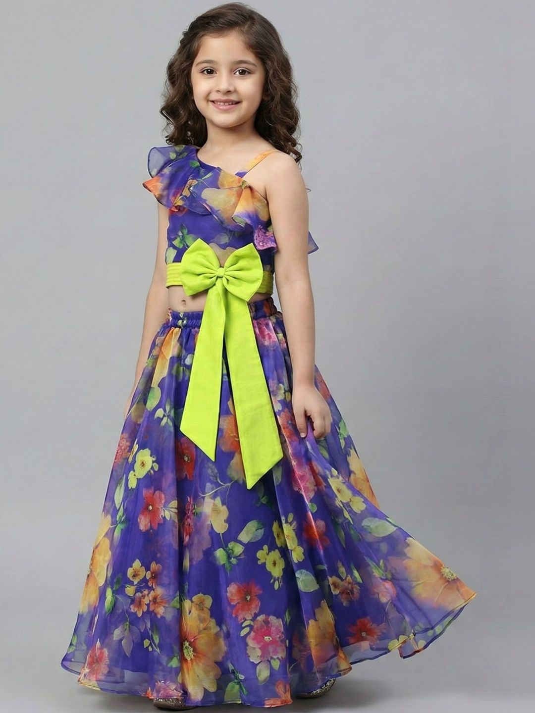 KidsFlower Girls Printed Ready to Wear Lehenga &