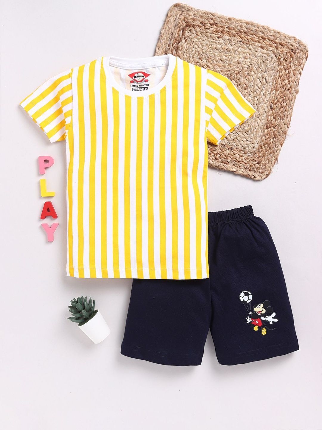 LITTLE FIGHTER Boys Striped T-shirt with Shorts-picture-12