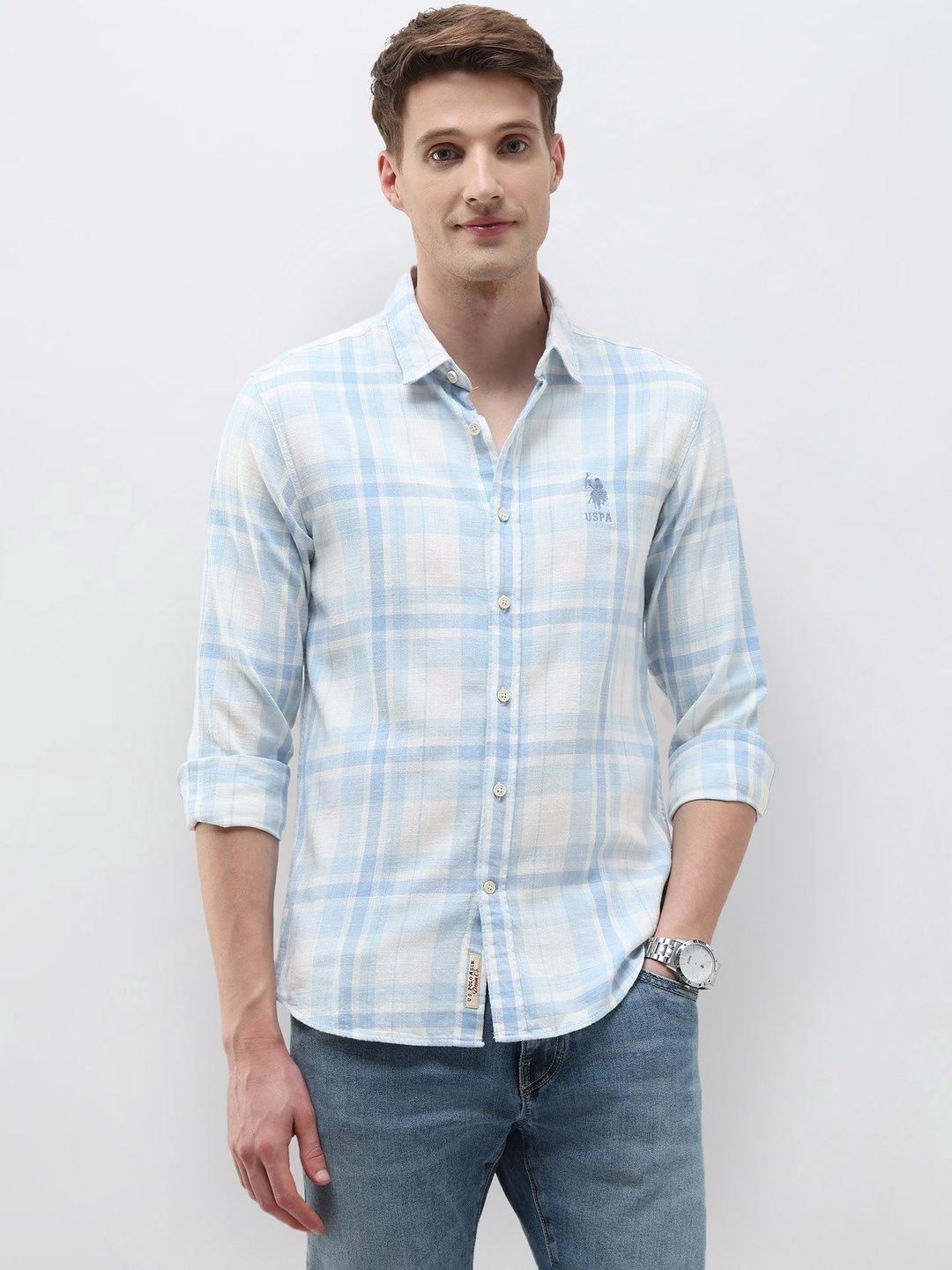 U.S. Polo Assn. Denim Co. Men Slim Fit Checked Casual Shirt-picture-30