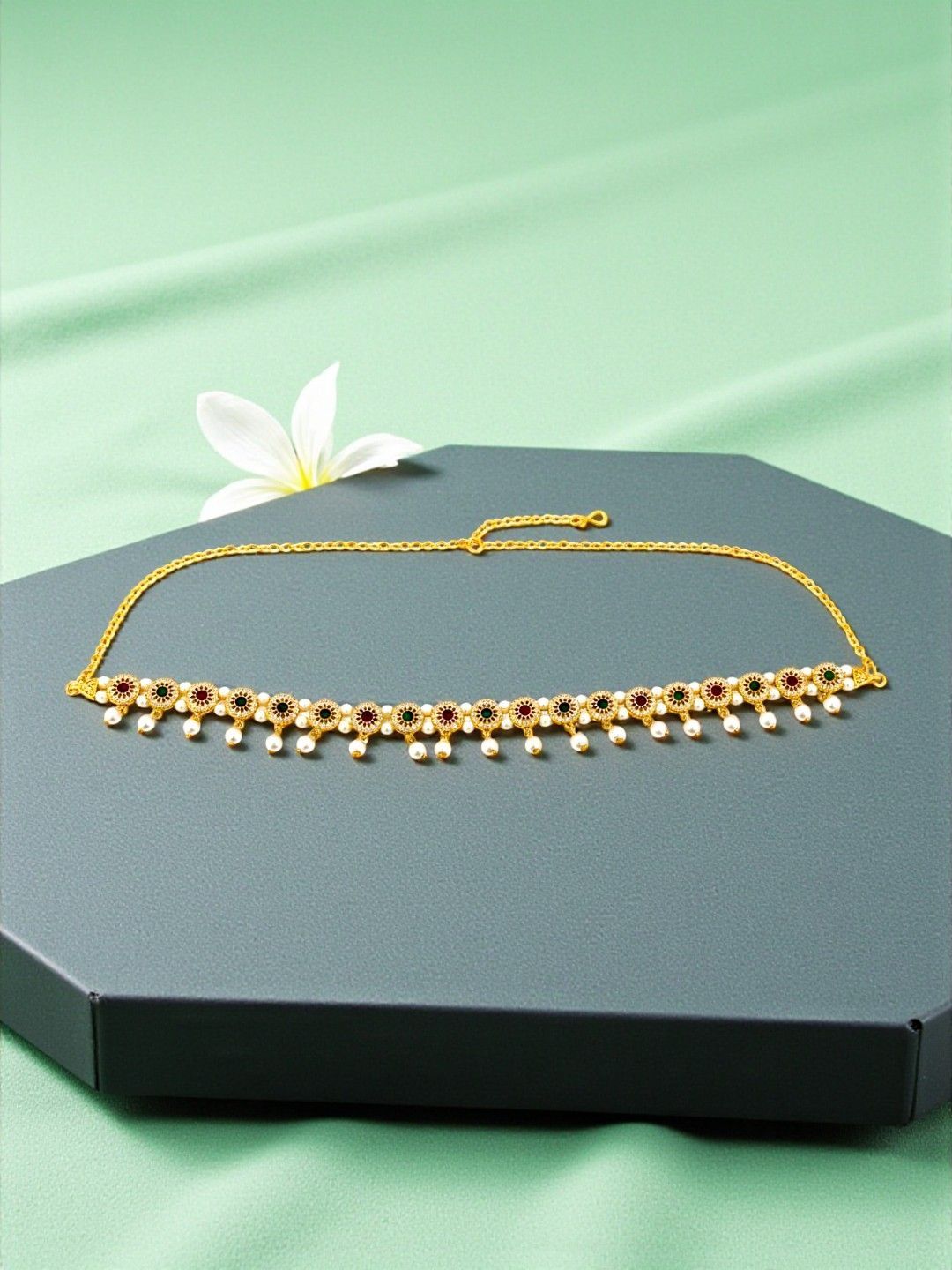 AccessHer Artificial Stones Studded Waist Chain Saree Accessories-picture-16