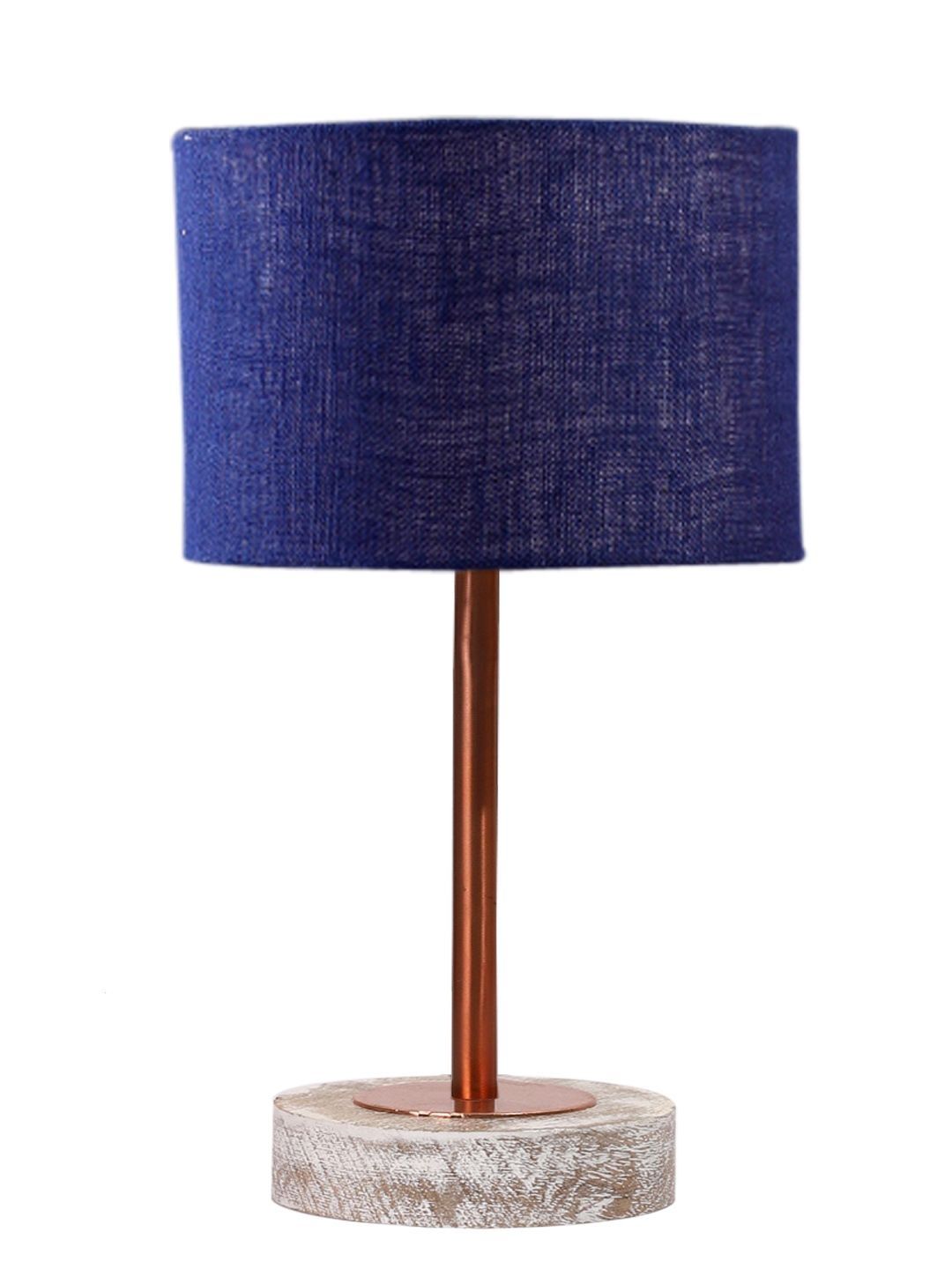 Aura Blue Textured Wood Cylindrical Shaped Table Lamp-picture-41