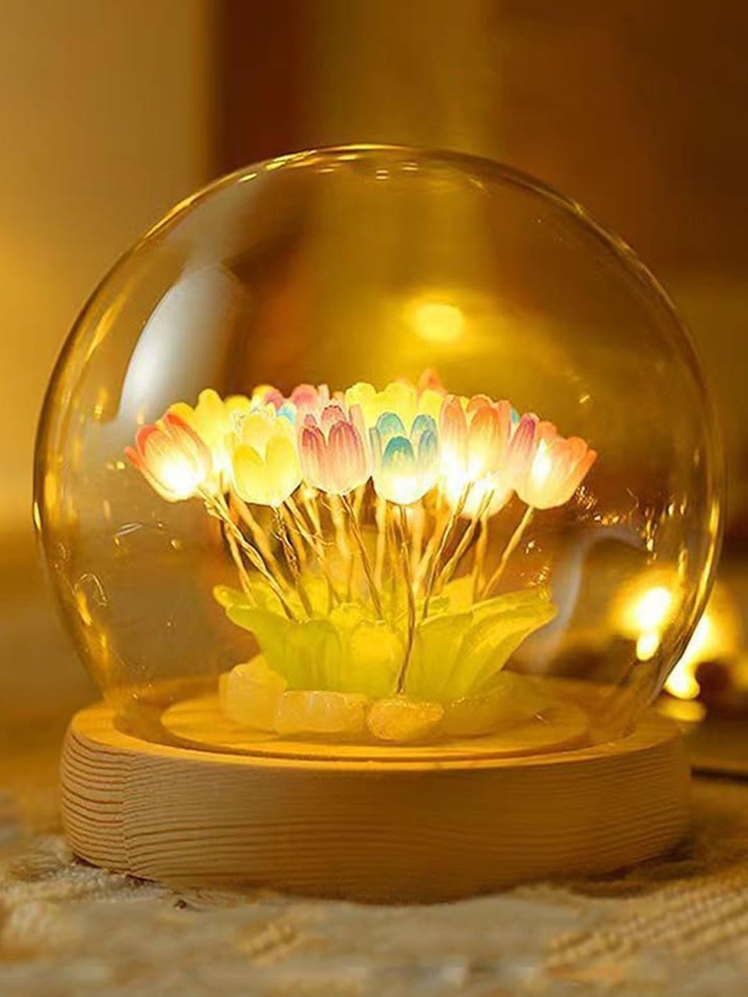 The Purple Tree Beige Glass Tulip LED Glass Lamp Light-picture-14