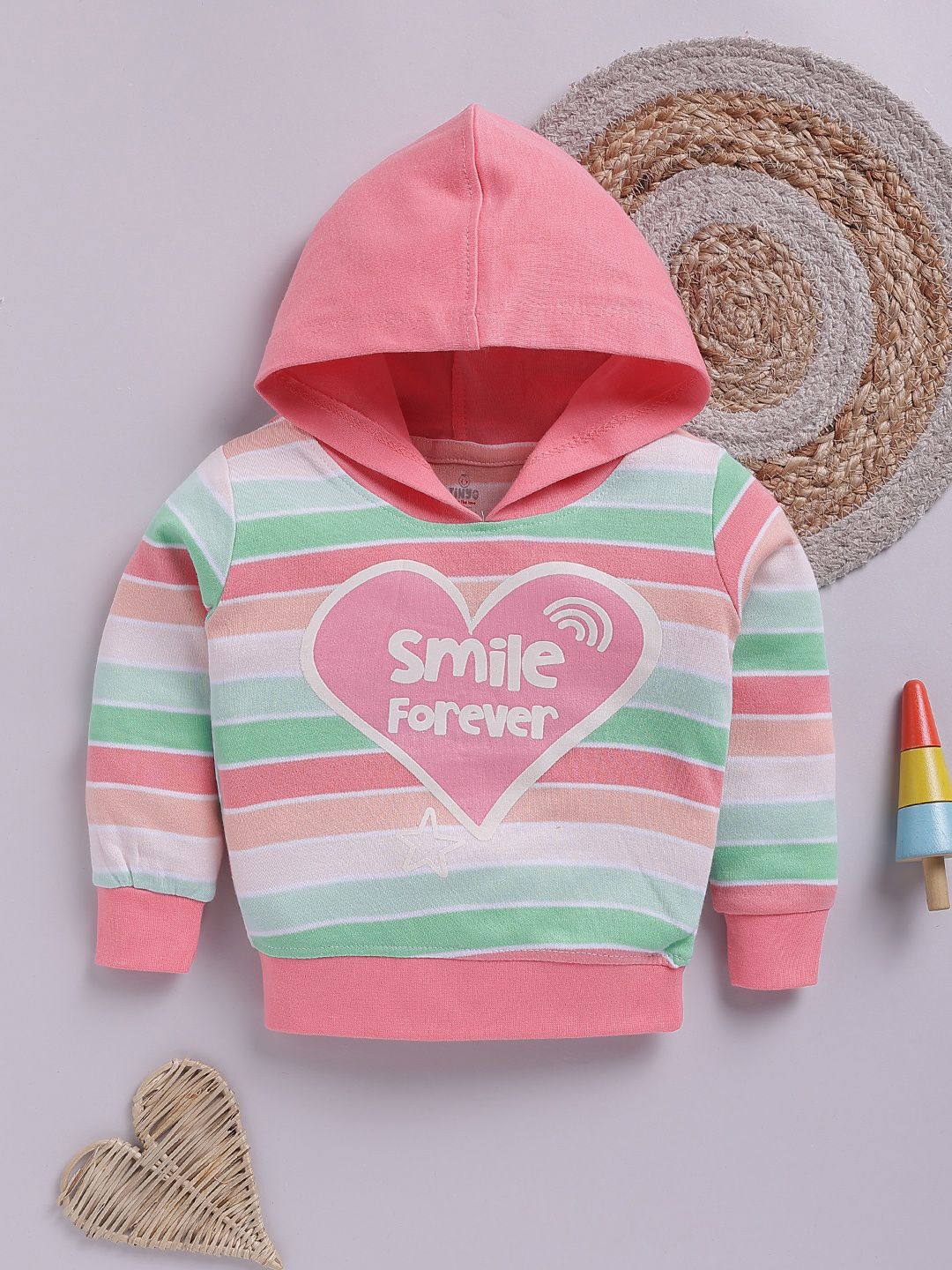 YK X Tinyo Infant Girls Striped Hooded Cotton T-shirt-picture-54