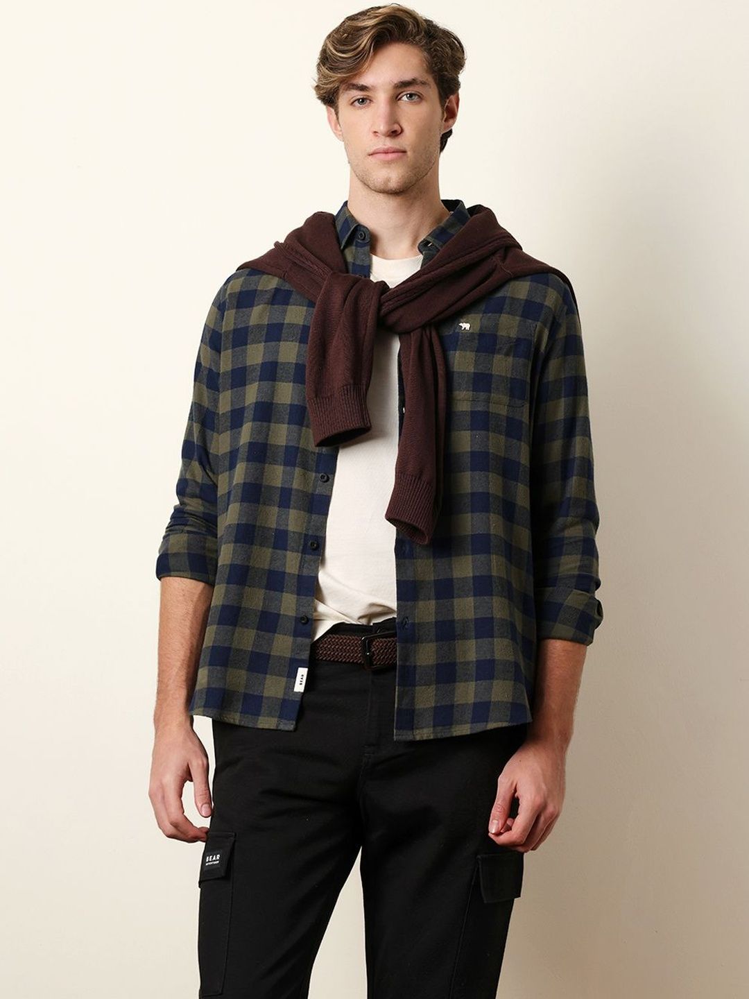 THE BEAR HOUSE Men Slim Fit Checked Casual Shirt-picture-35