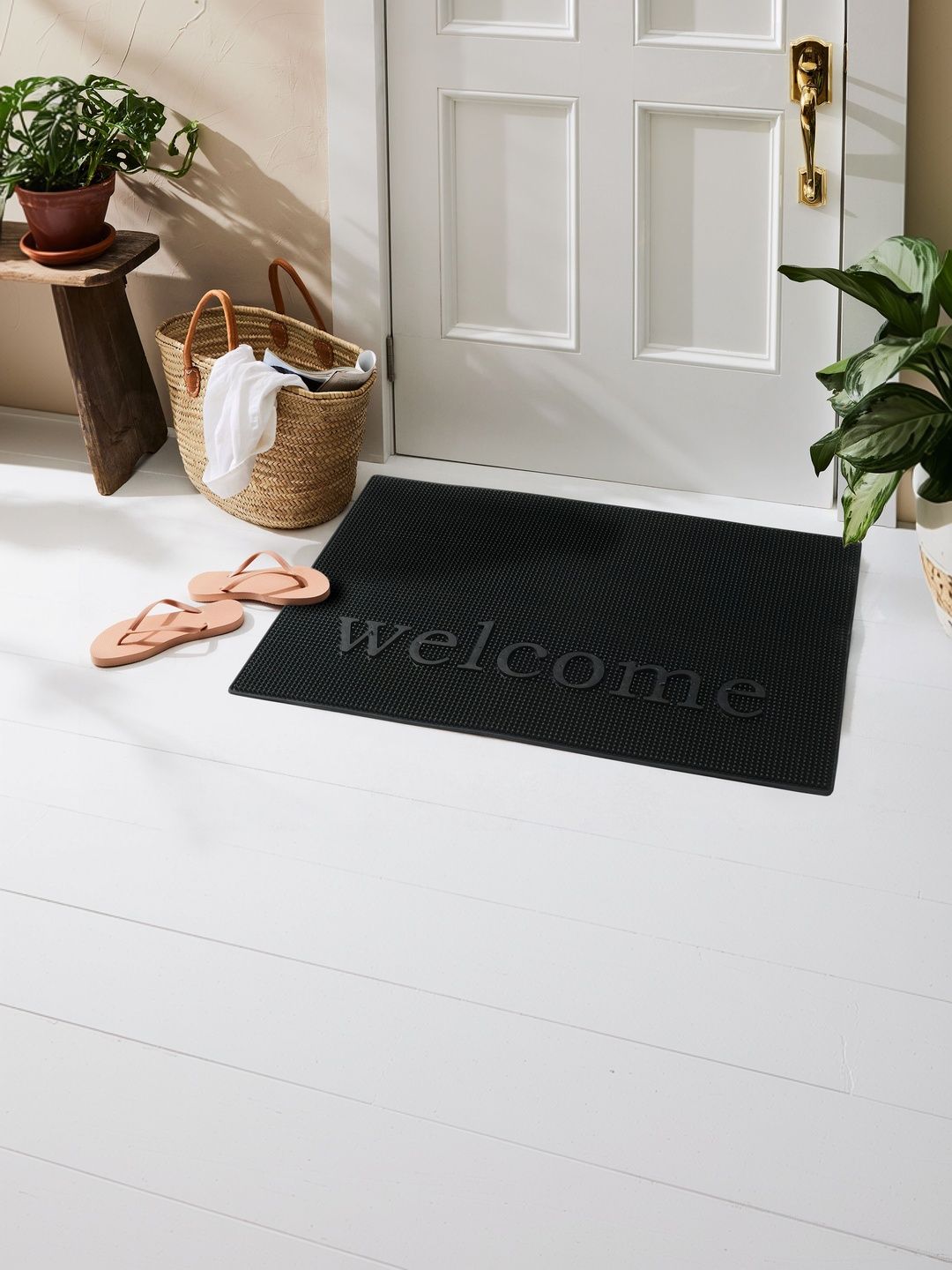 FINE TEX WORLD Black Textured Anti-Skid Welcome Doormat-picture-32