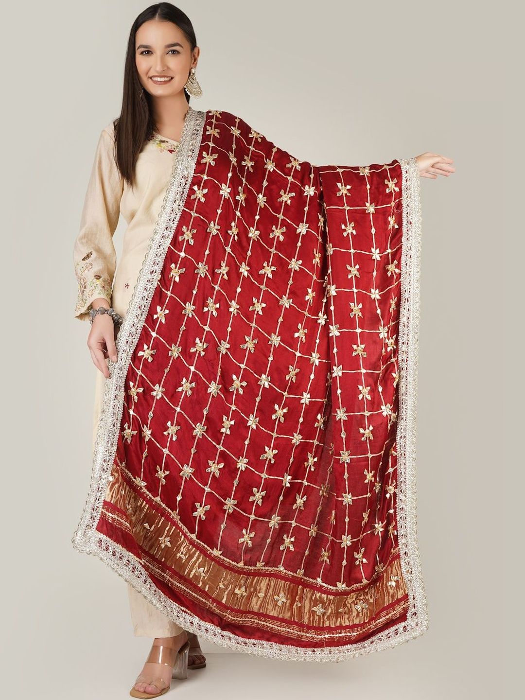 A R SILK DUPATTA HUB Ethnic Motifs Embroidered Dupatta with Gotta Patti-picture-54