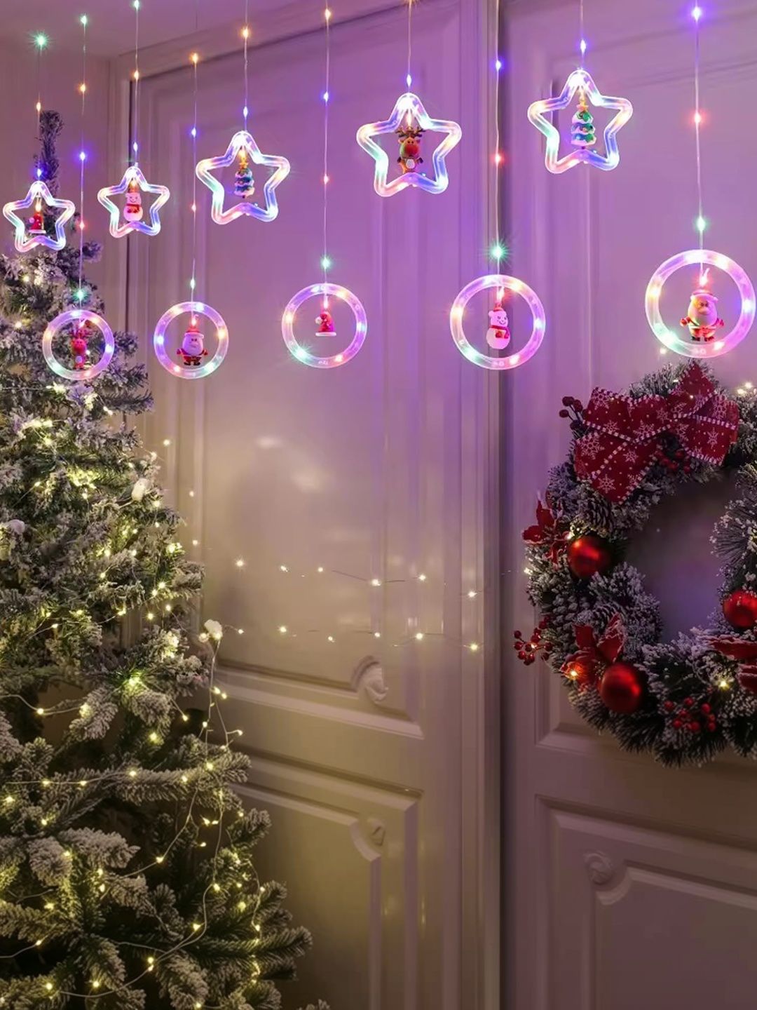 The Purple Tree 2.5 m Blue & Pink Tangle-Free 130 LEDs Star Shaped String Lights-picture-10