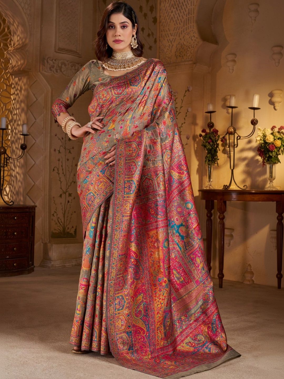 all about you Ethnic Motifs Silk Blend Heavy Work Banarasi Saree-picture-34