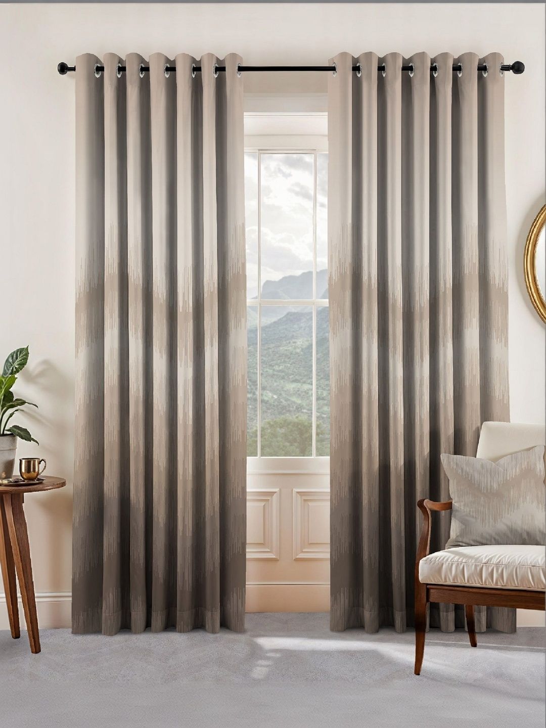 Myntra Elegant Homes Brown Set of 2 Black Out Door Curtain-picture-11