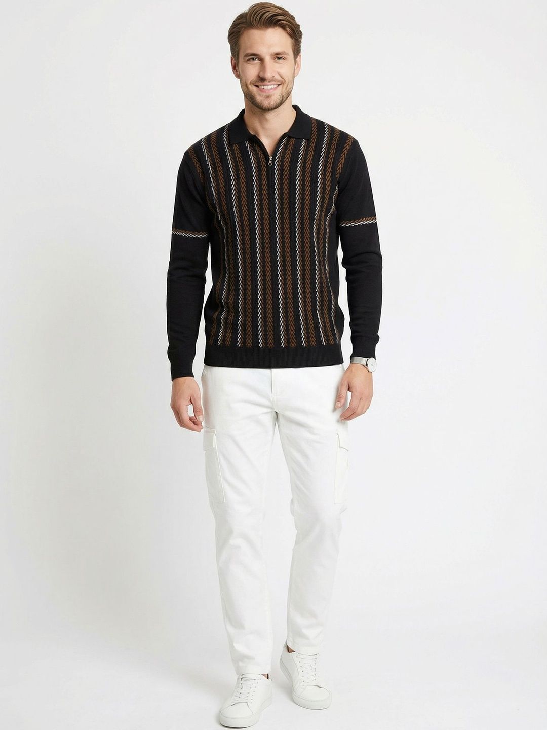 Cottonking Men Striped Pullover
