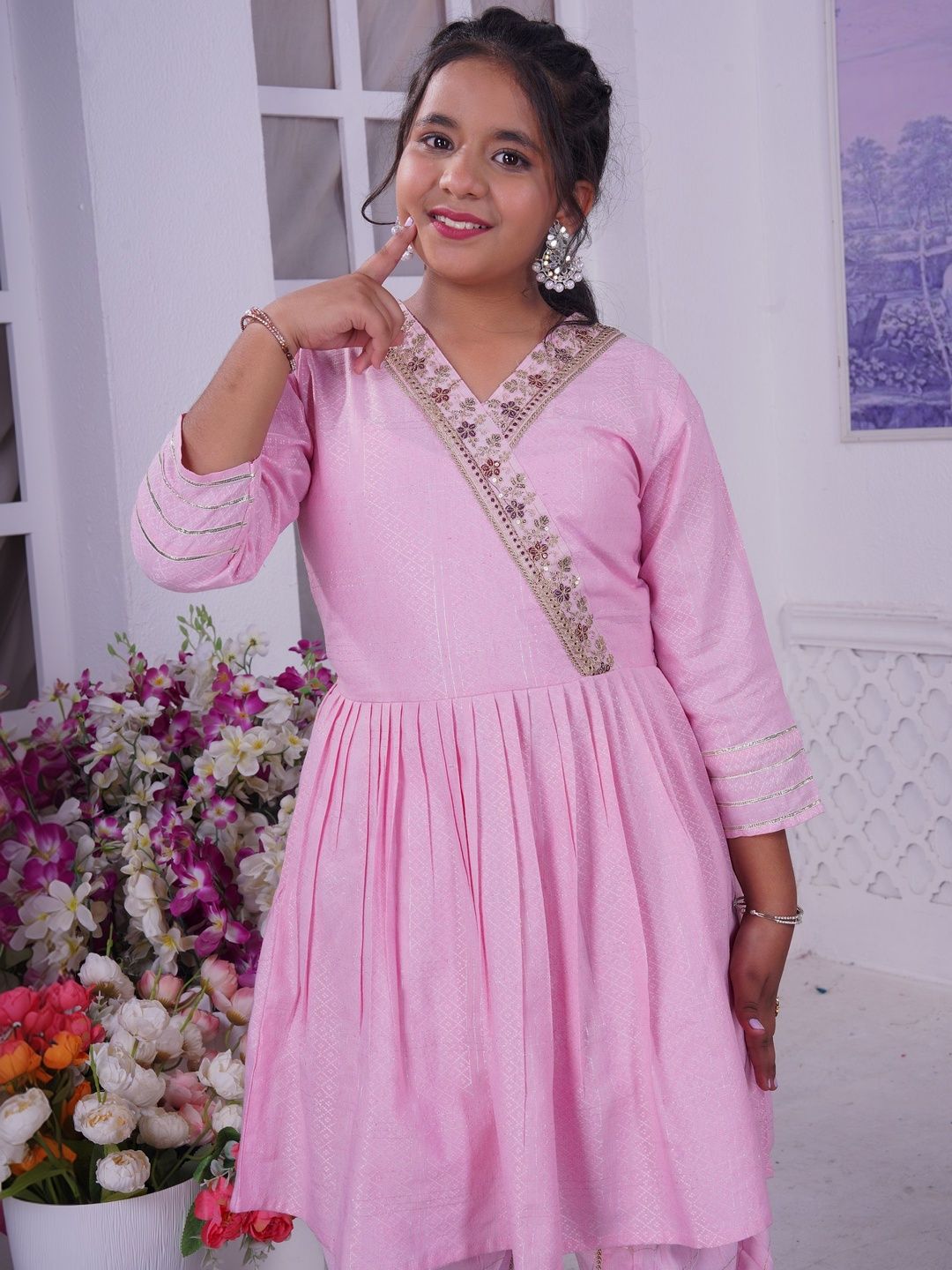 7Tiara Girls Angrakha Thread Work Kurta with Dhoti Pants-picture-39