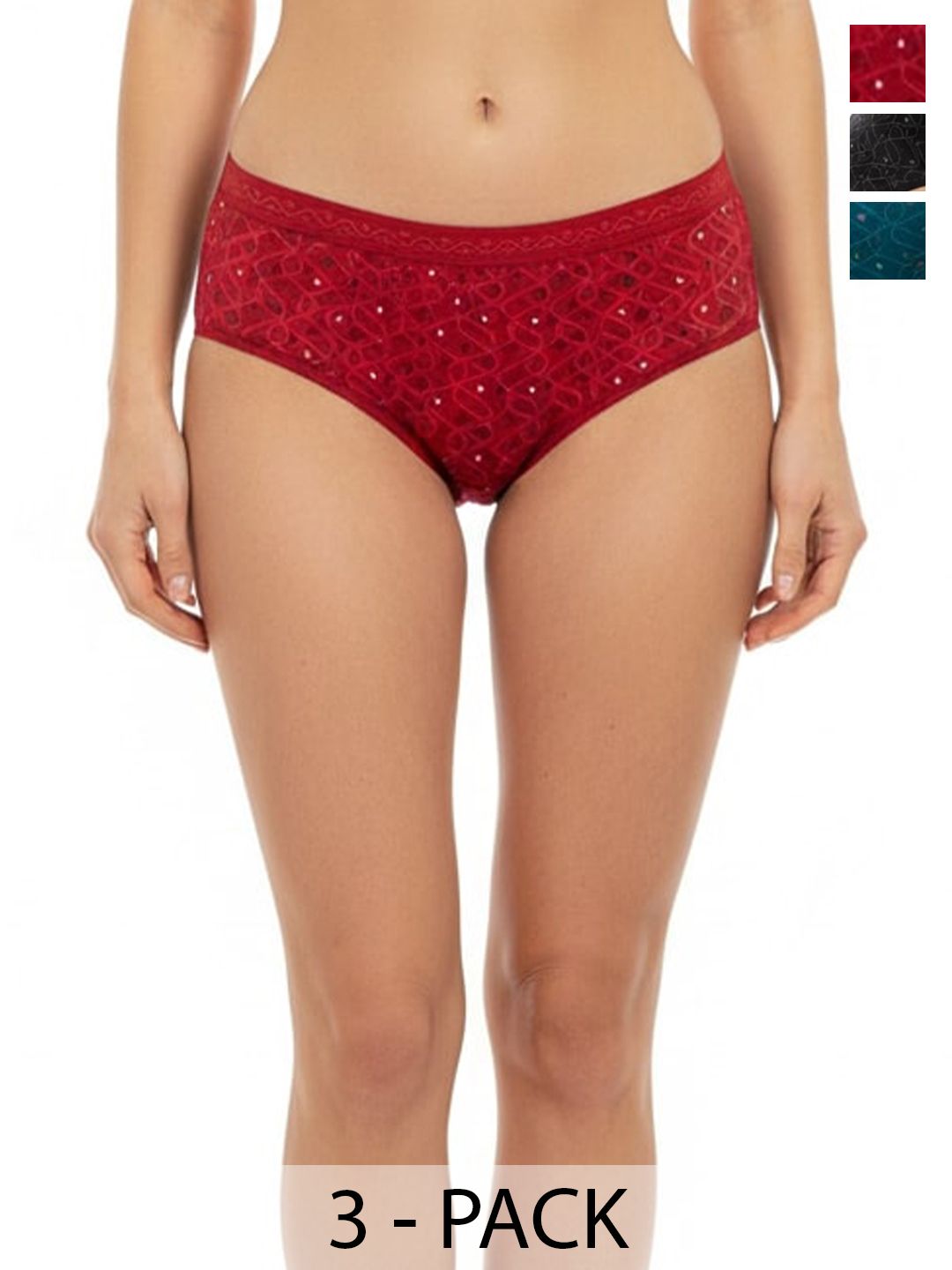 Nakshu Pack Of 3 Printed Cotton Mid-Rise Hipster Briefs-image-39